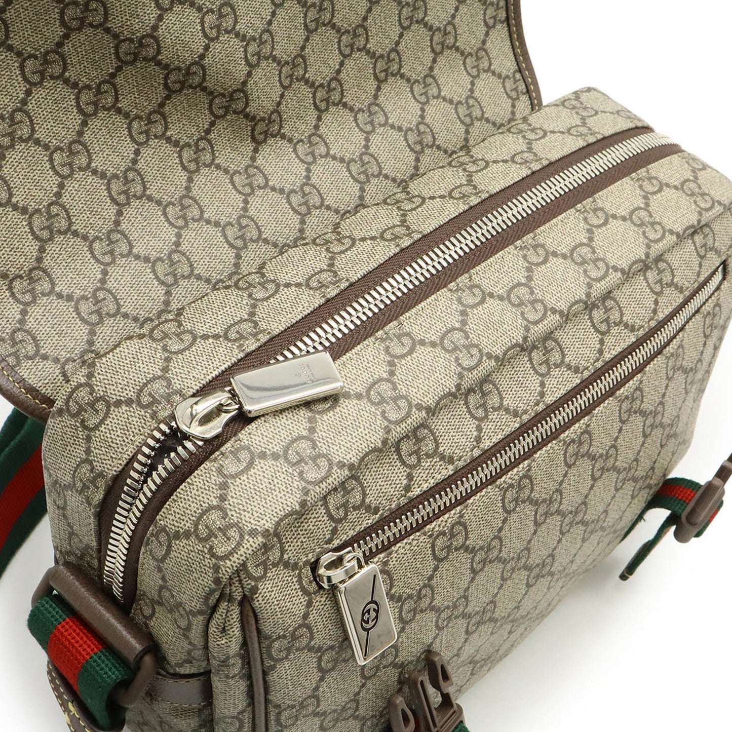 Gucci Beige Brown Green Red Color Pvc Leather Shoulder Bag ( )