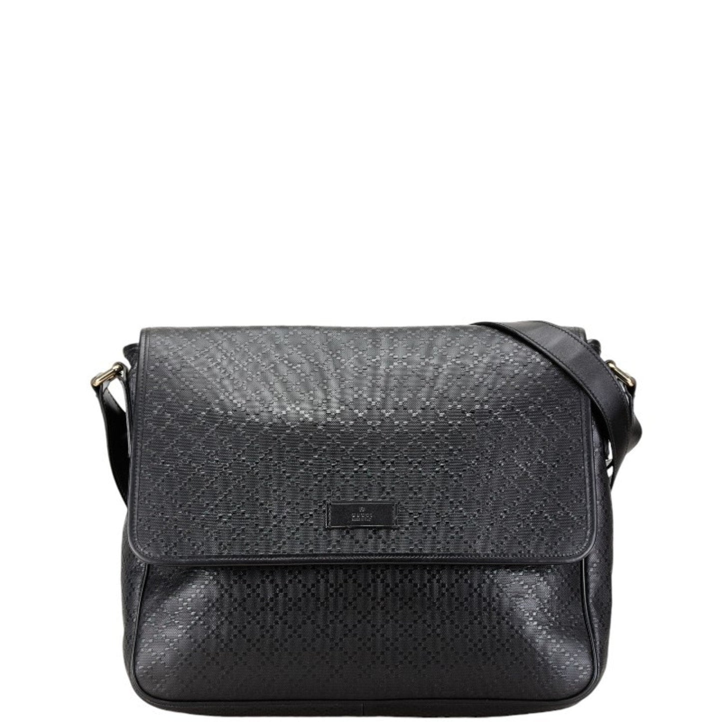 Gucci Black Leather Messenger Bag Shoulder Bag