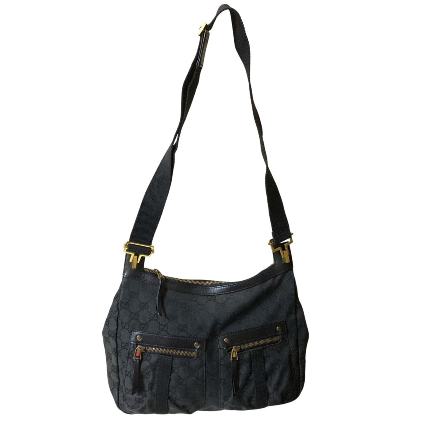 Gucci Black Canvas Shoulder Bag ( )