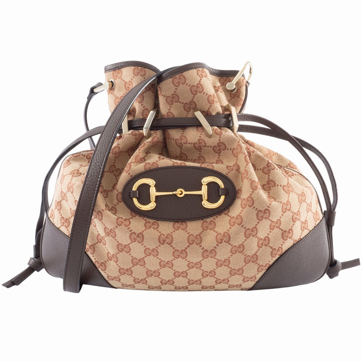 Gucci Beige Brown Gg Canvas Leather Shoulder Bag ( )