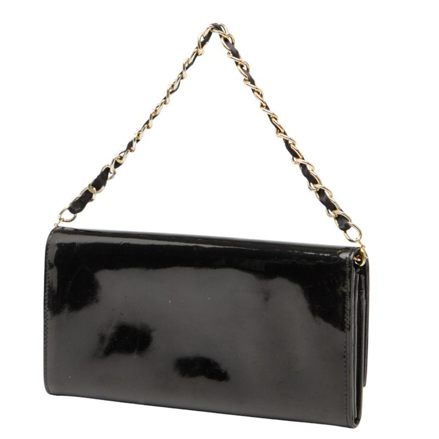 Christian Dior Black Patent Leather Chain/Shoulder Wallet ()