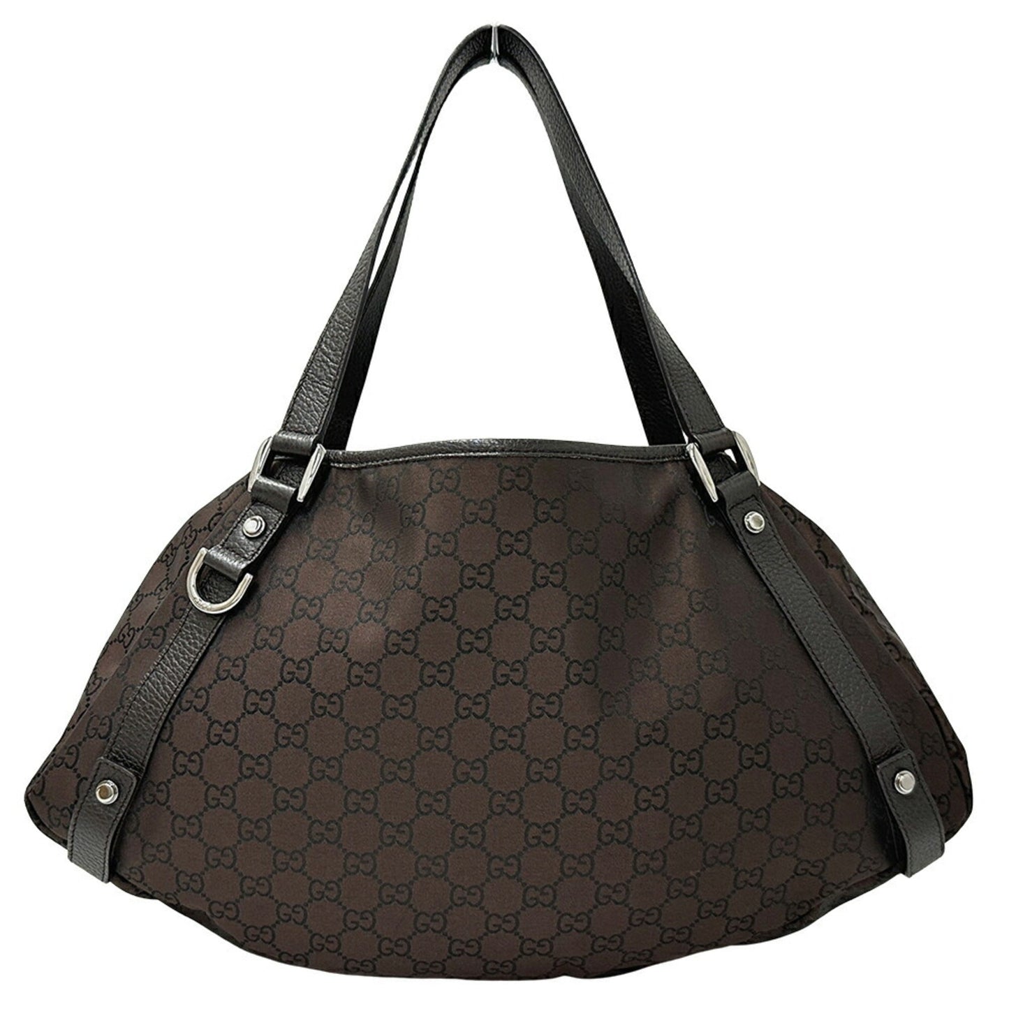 Gucci Abbey Dark Brown Nylon Shoulder Bag Tote Bag ( )