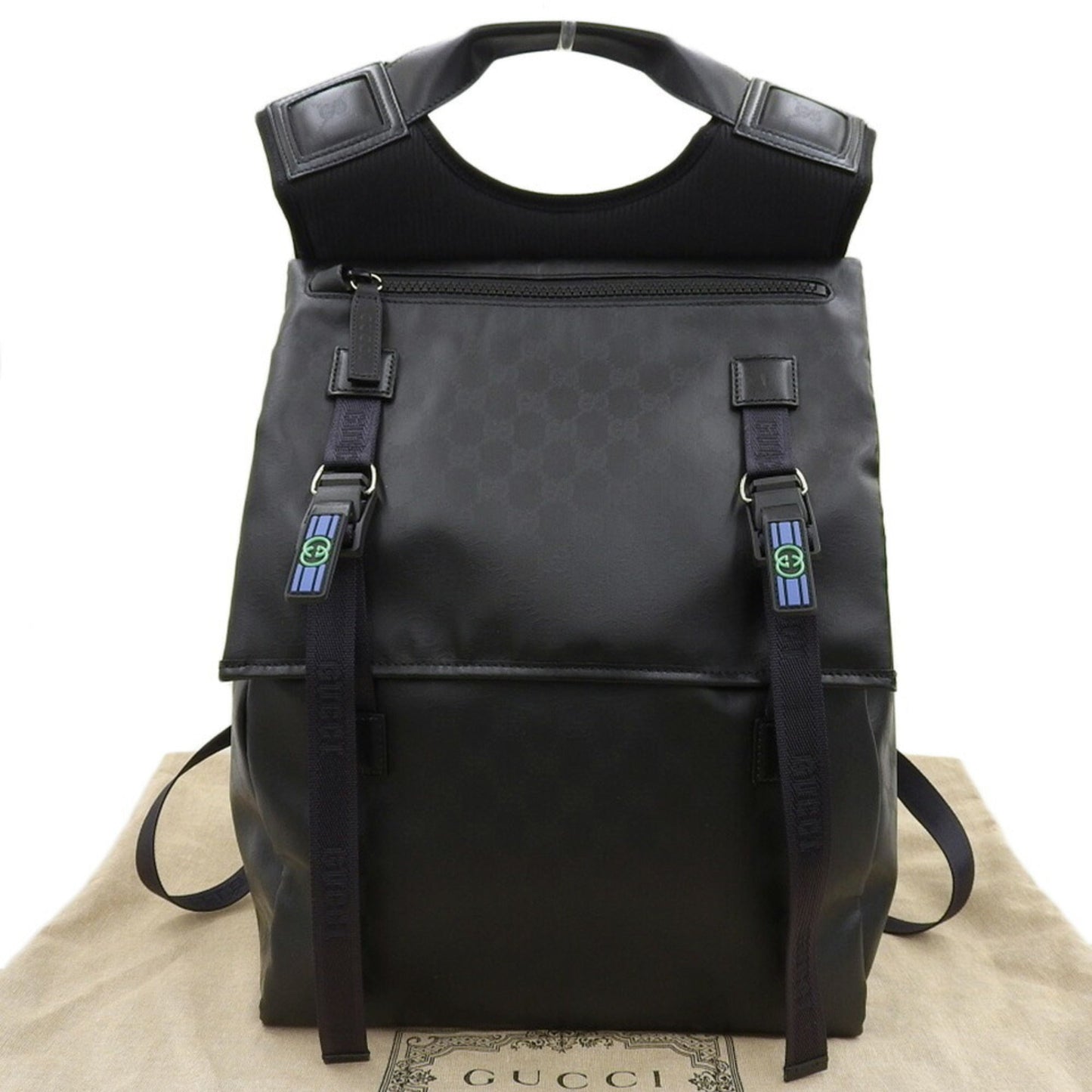 Gucci Black Coated Canvas Backpack ( )