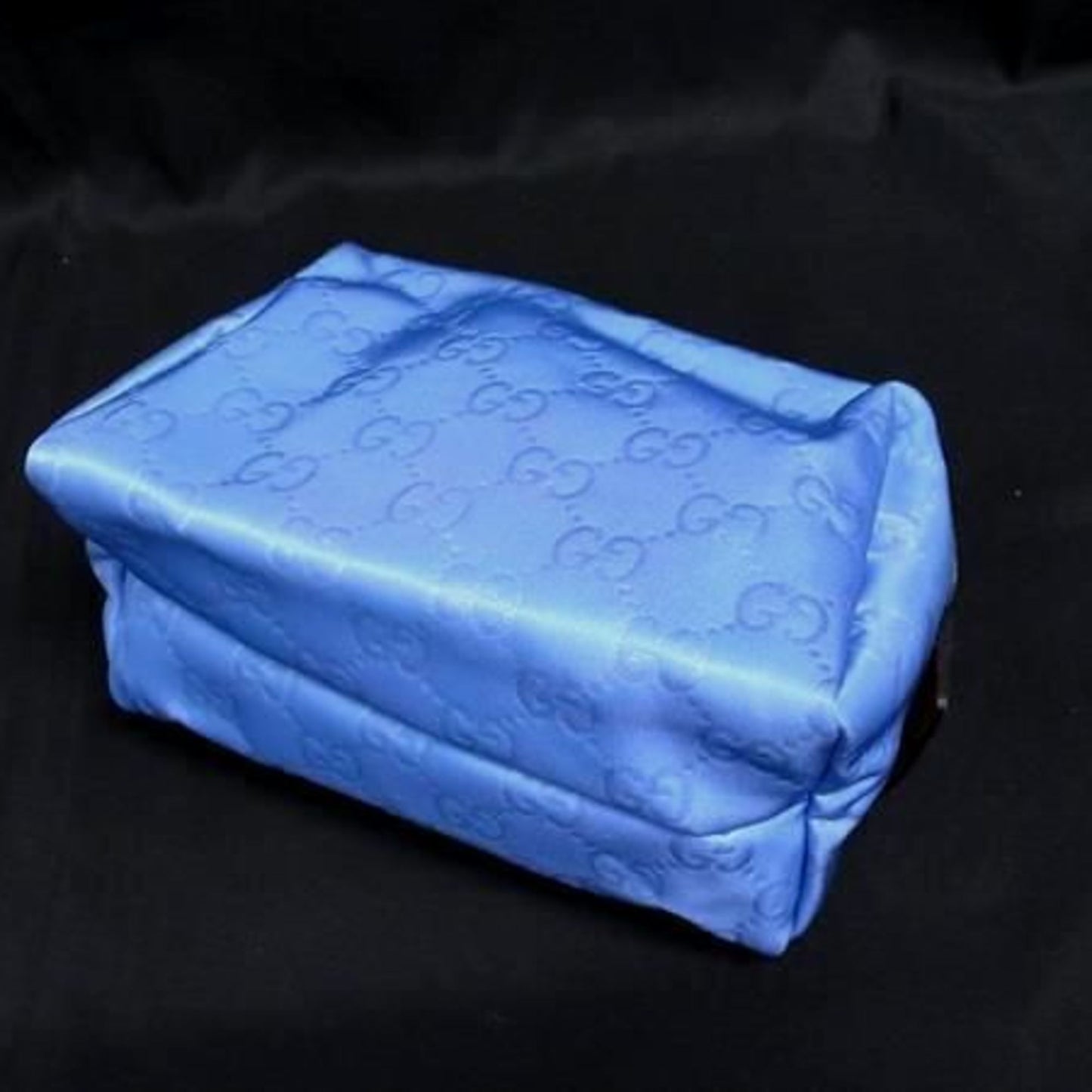 Gucci Brown Light Blue Nylon Leather Clutch Bag Wash Bag ( )
