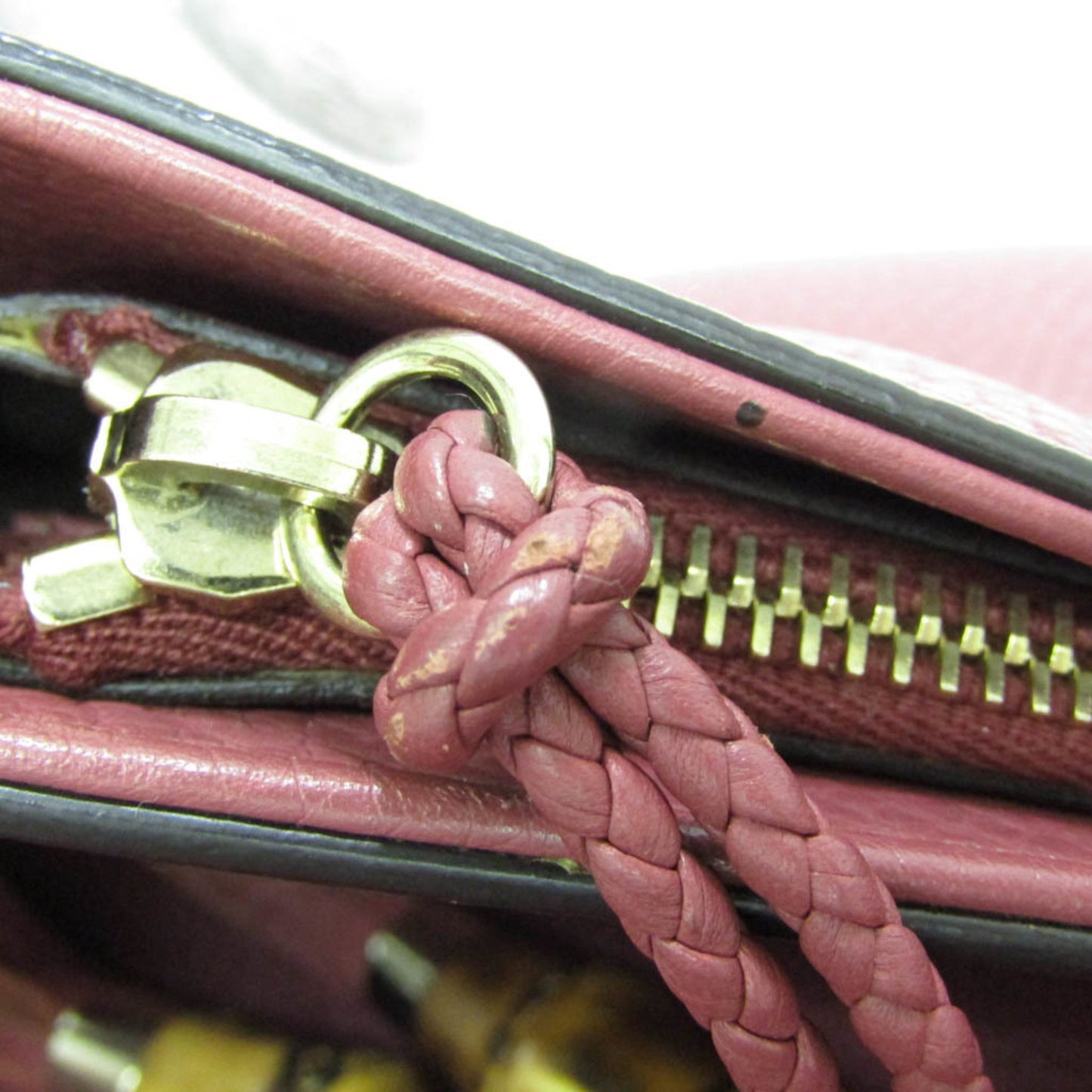 Gucci Bamboo Pink Red Leather Bamboo Handbag Shoulder Bag ( )