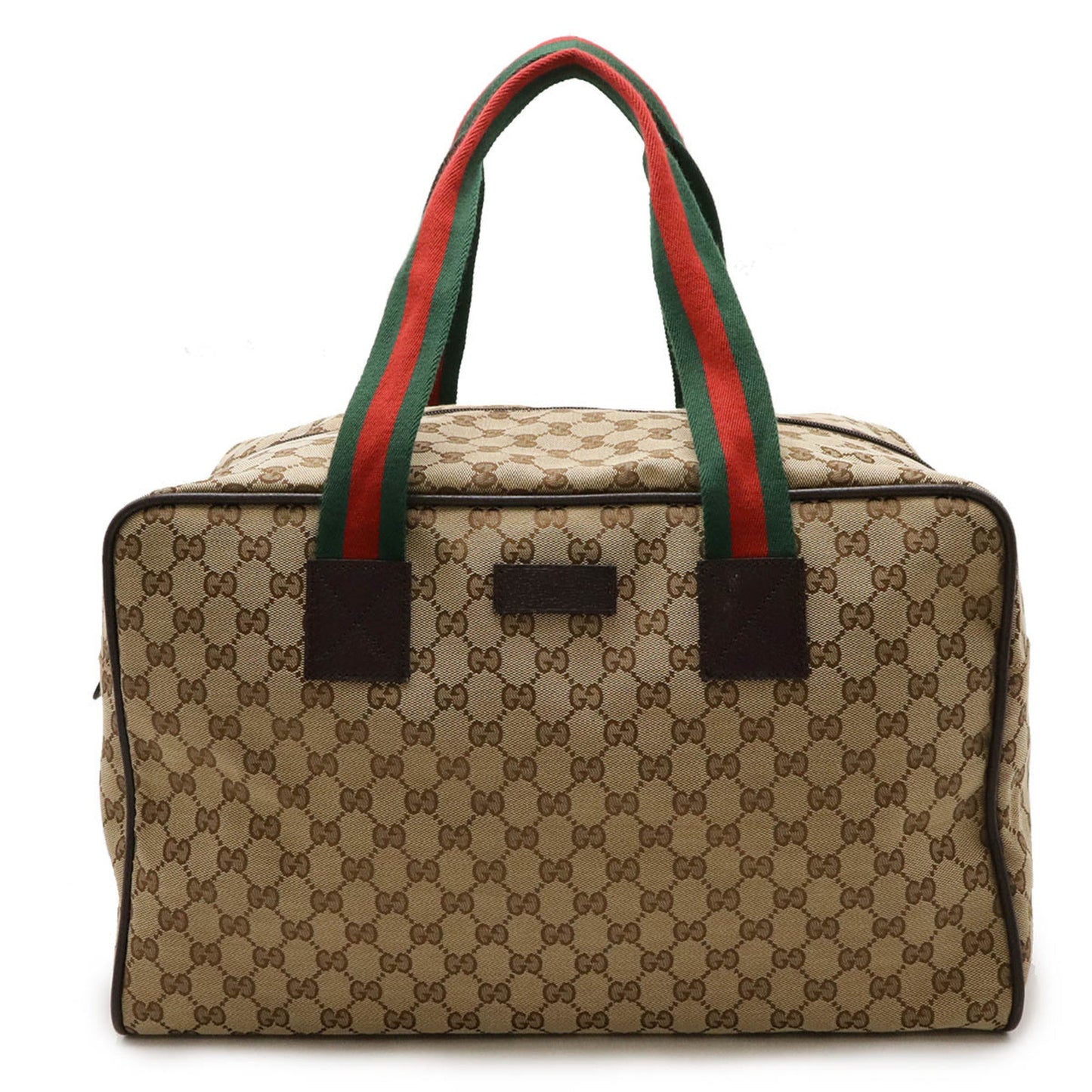 Gucci Gg Canvas Beige Green Khaki Red Color Canvas Leather Boston Bag Shoulder Bag