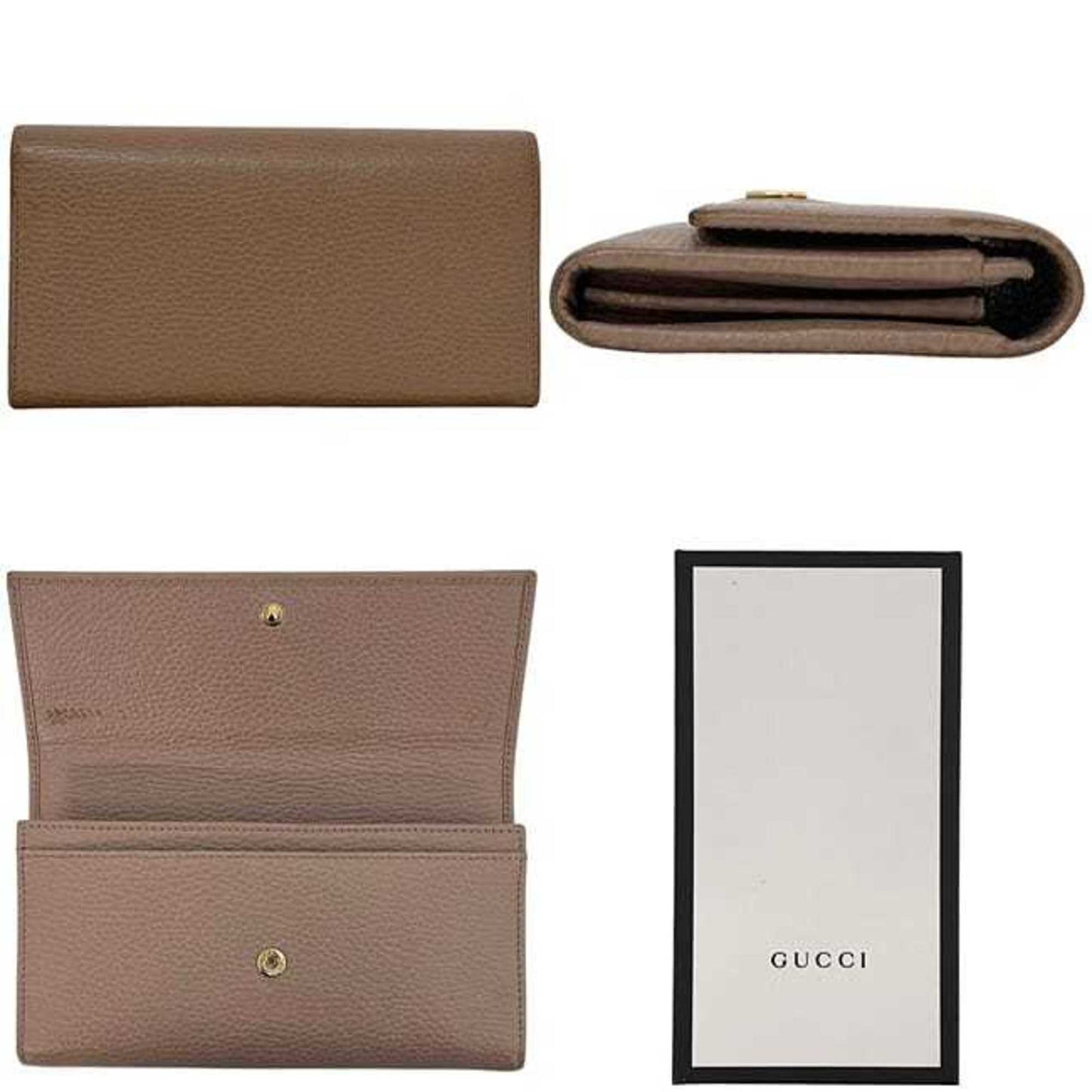 Gucci Pink Beige Leather Long Wallet (Bi-Fold) ( )