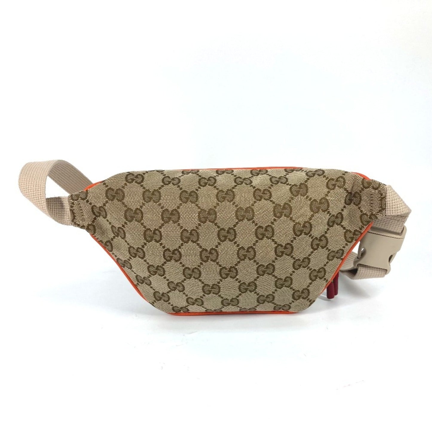 Gucci Beige Orange Leather Canvas Sling Bag ( )