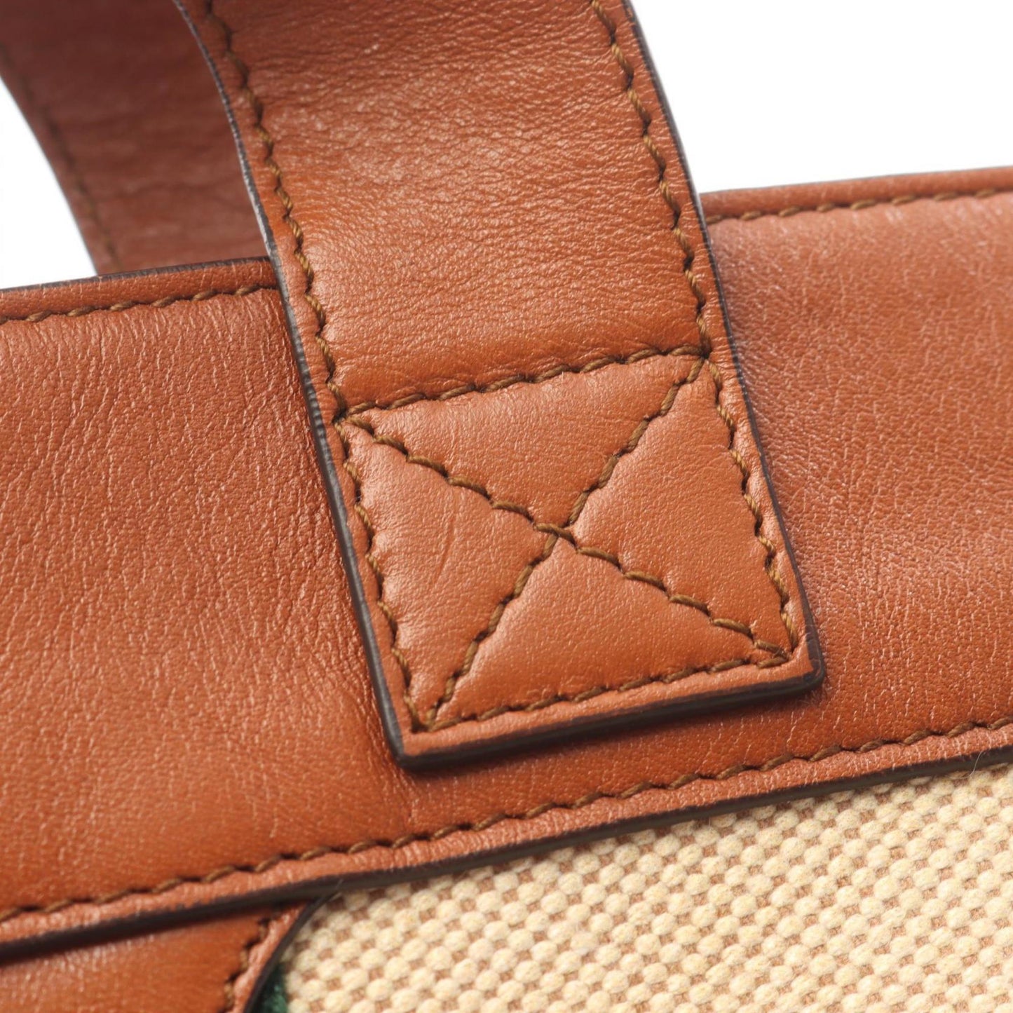 Gucci Beige Brown Canvas Leather Tote Bag ( )