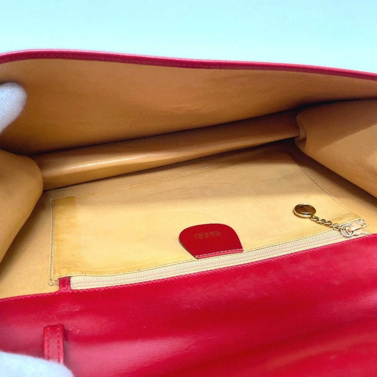 Gucci Red Color Leather Clutch Bag Shoulder Bag ( )