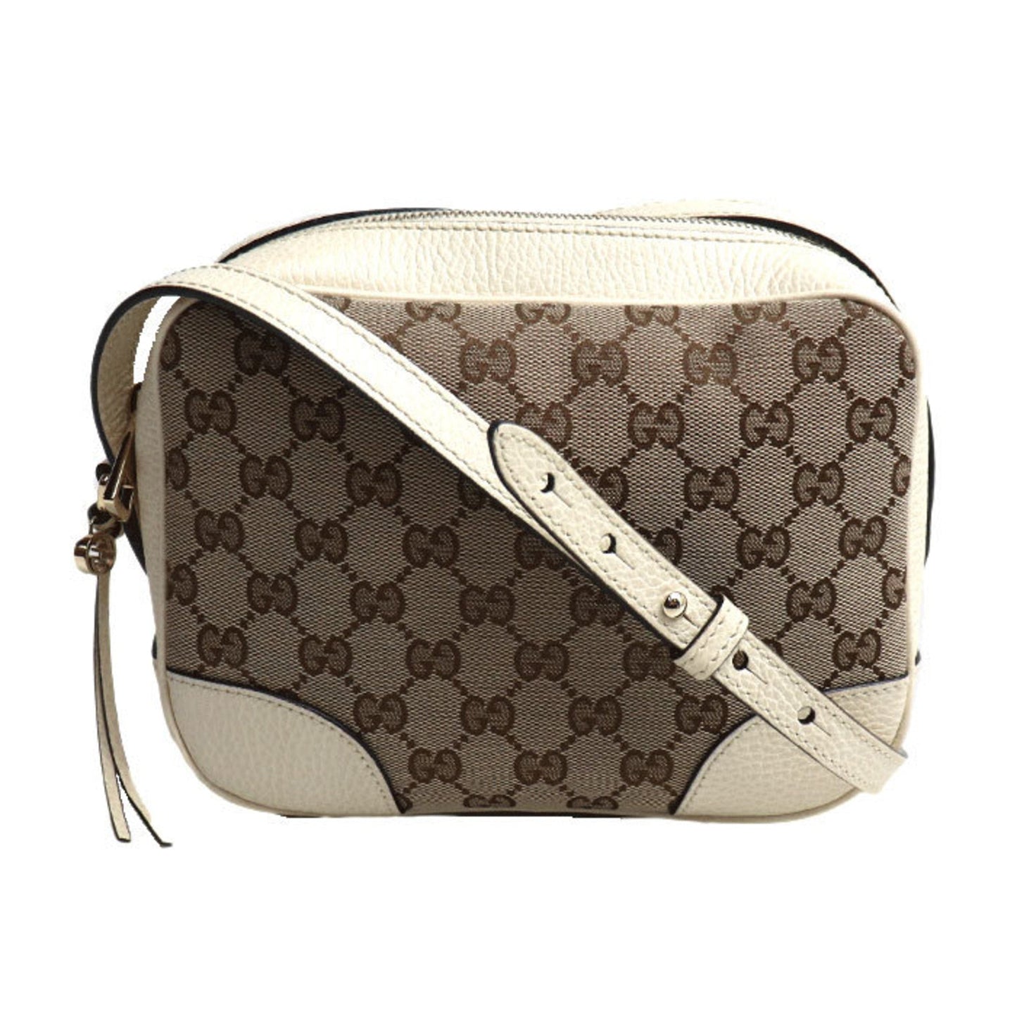 Gucci Beige White Gg Canvas Leather Shoulder Bag