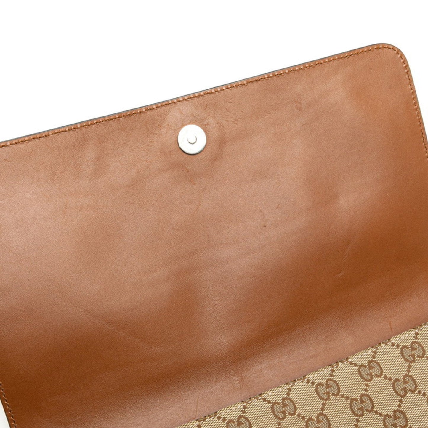 Gucci Beige Brown Canvas Leather Shoulder Bag ( )