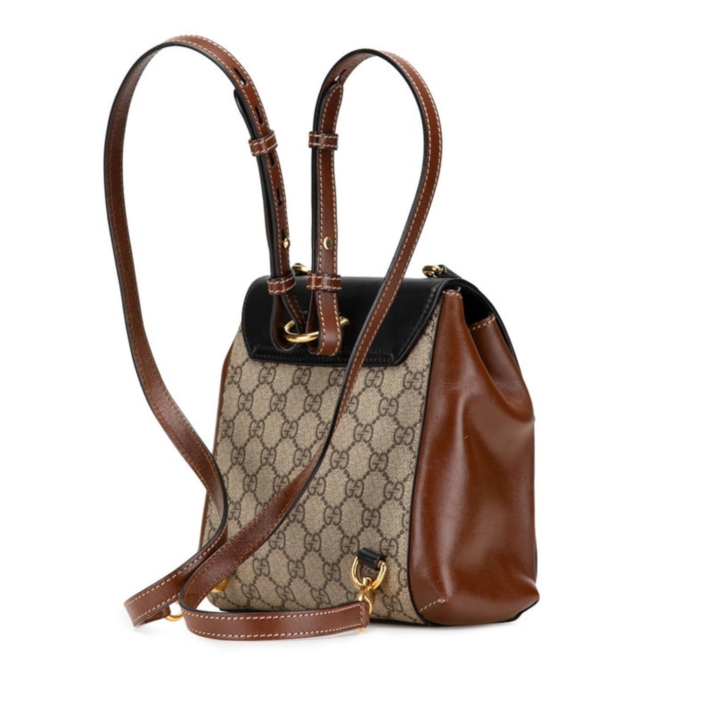 Gucci Beige Black Brown Pvc Leather Backpack ( )
