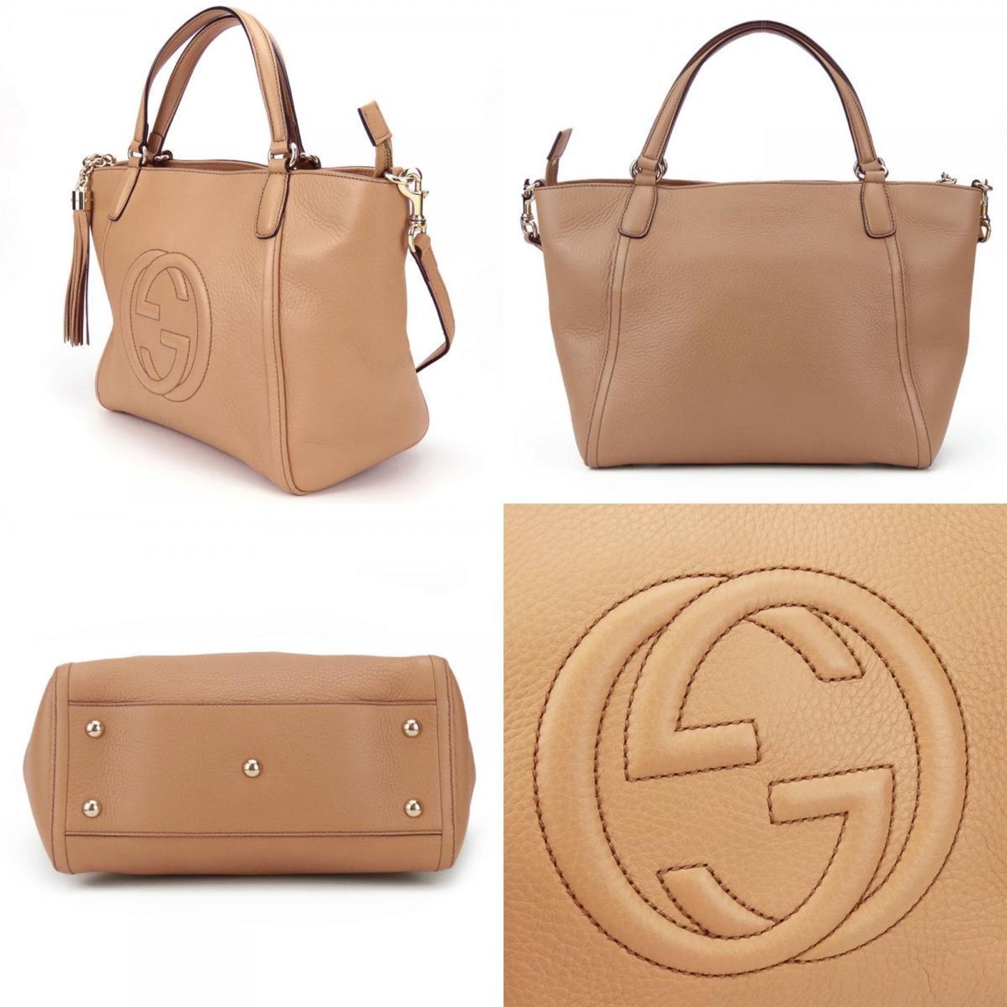 Gucci Beige Leather Handbag Shoulder Bag ( )