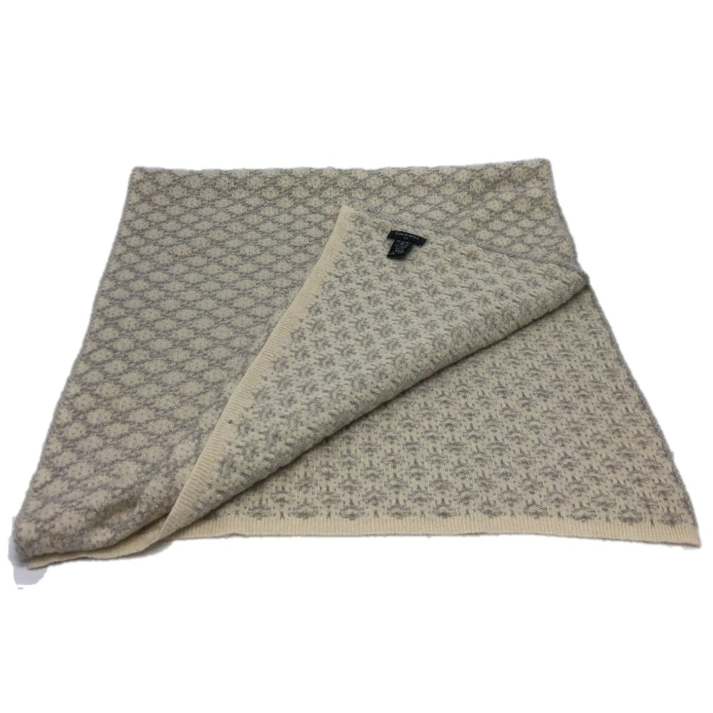 Chanel 18A Glitter large format Scarf IvoryBased