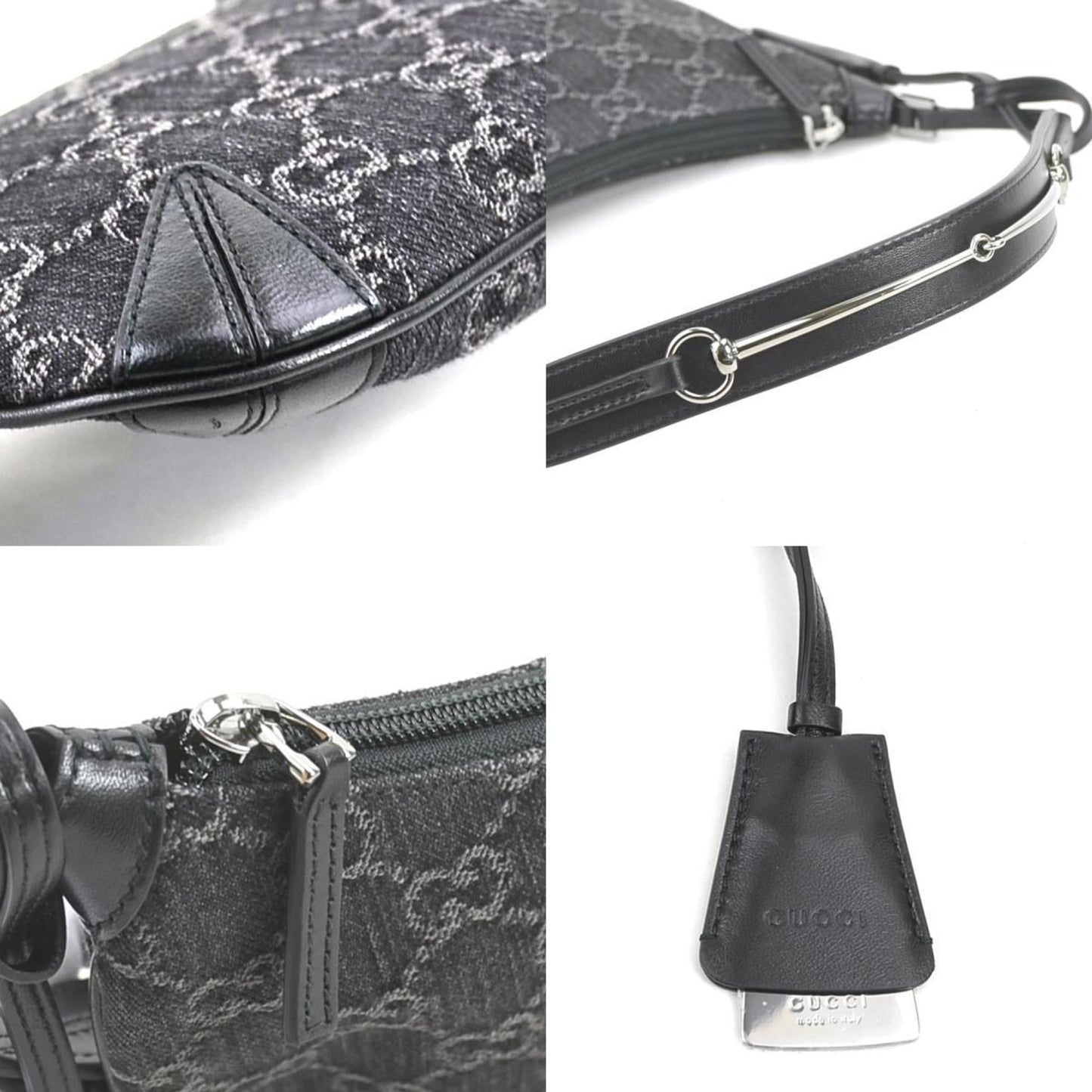 Gucci Black Denim Leather Shoulder Bag ( )