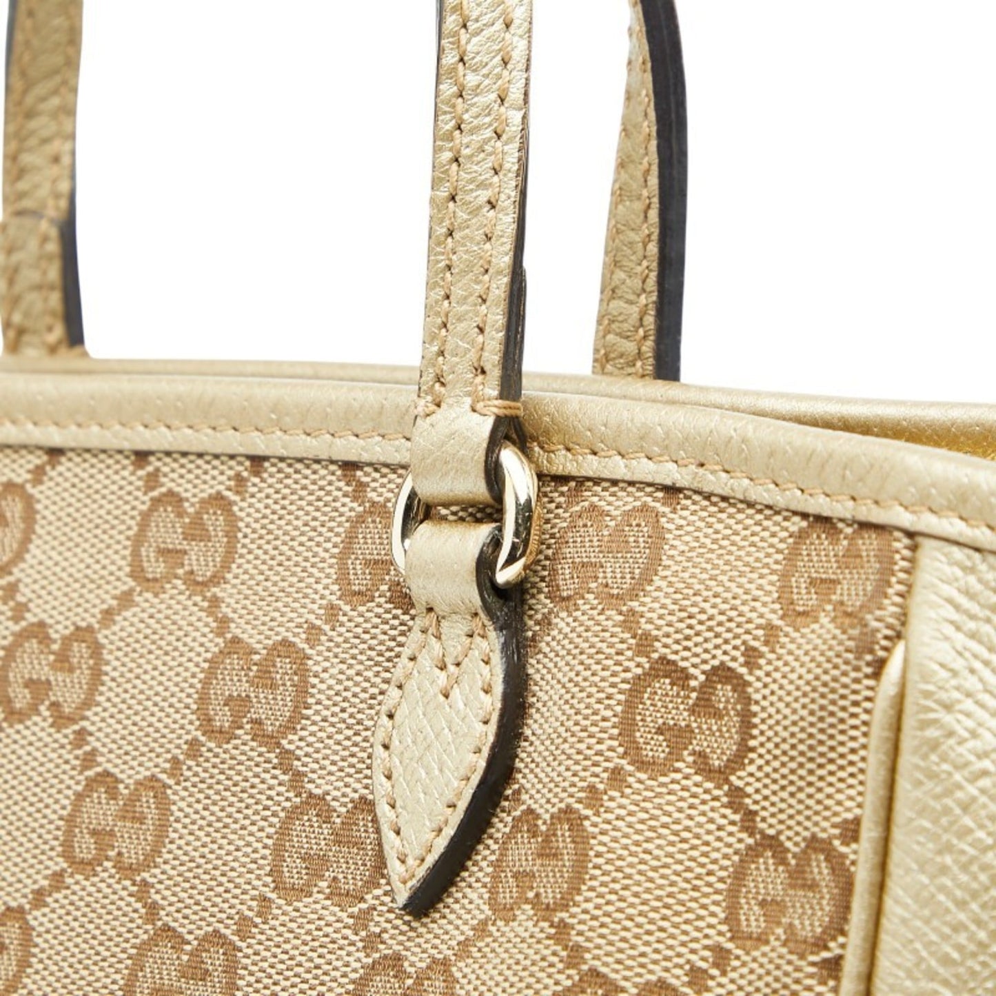 Gucci Gg Canvas Beige Gold Gg Canvas Leather Handbag Shoulder Bag ( )