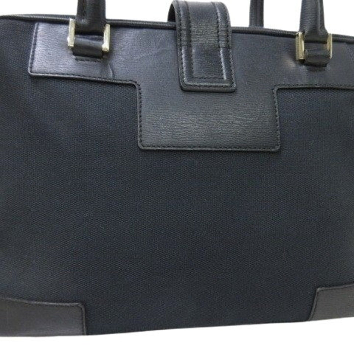 Gucci Black Canvas Leather Handbag Shoulder Bag Tote Bag ( )