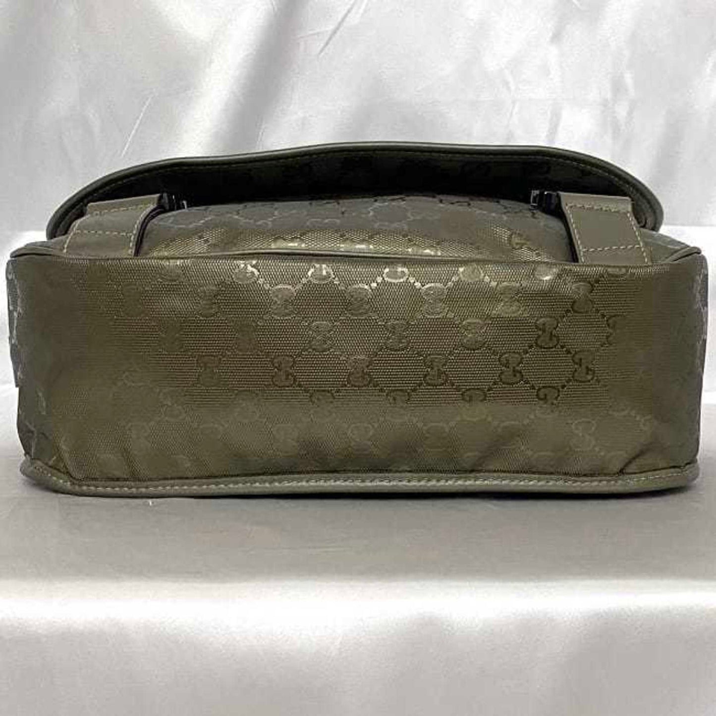 Gucci Green Khaki Coated Canvas Shoulder Bag ( )