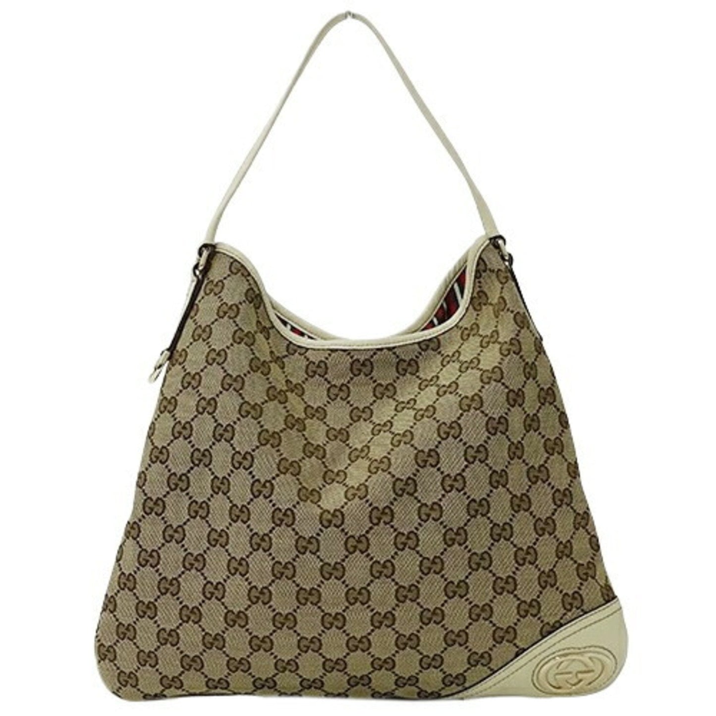 Gucci Beige White Gg Canvas Shoulder Bag