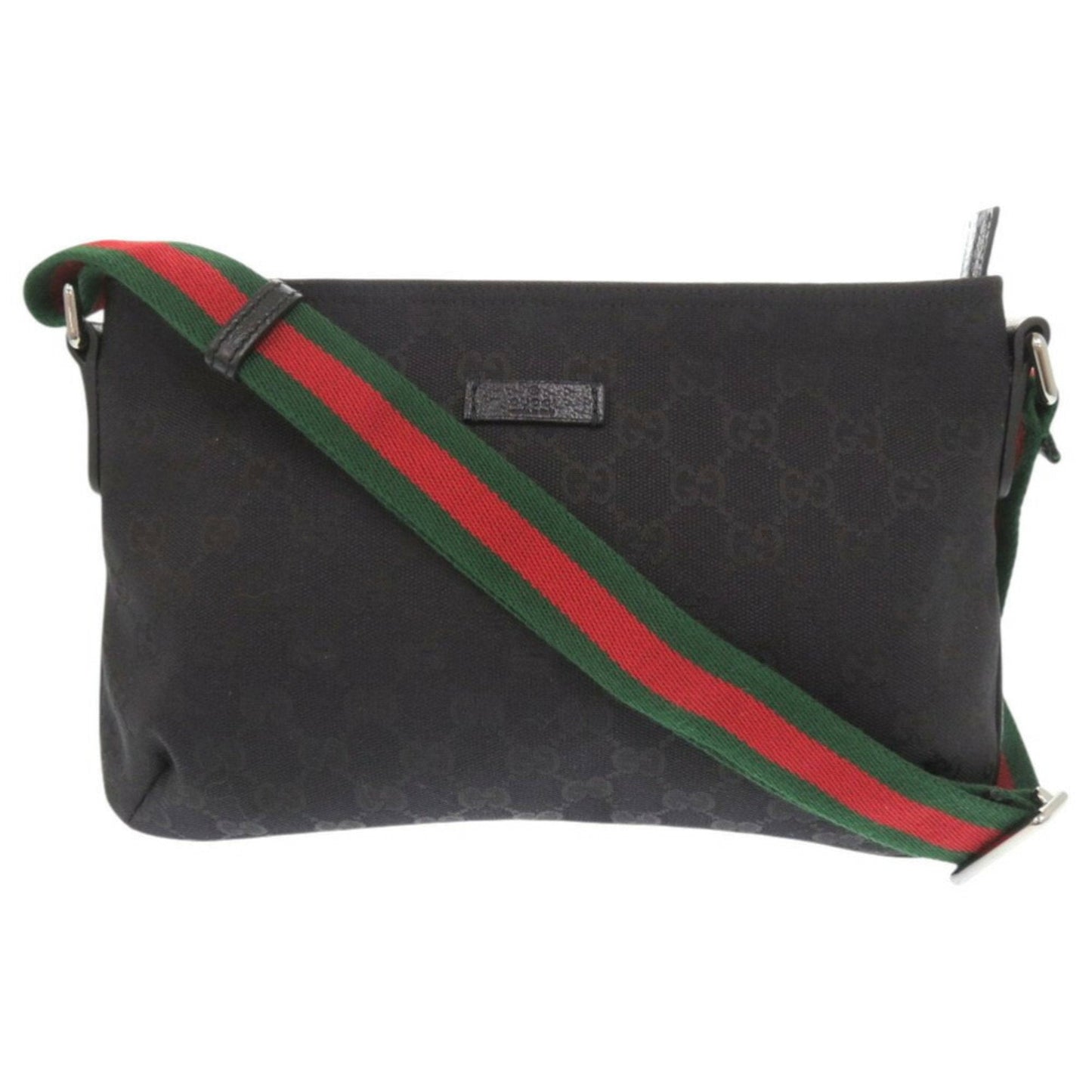 Gucci Black Green Red Color Gg Canvas Leather Shoulder Bag ( )