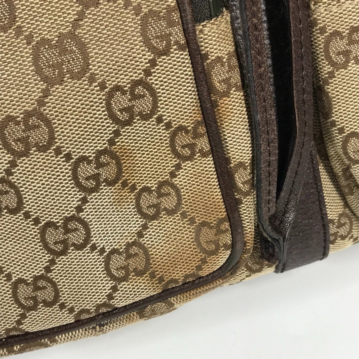 Gucci Beige Dark Brown Gg Canvas Backpack ( )