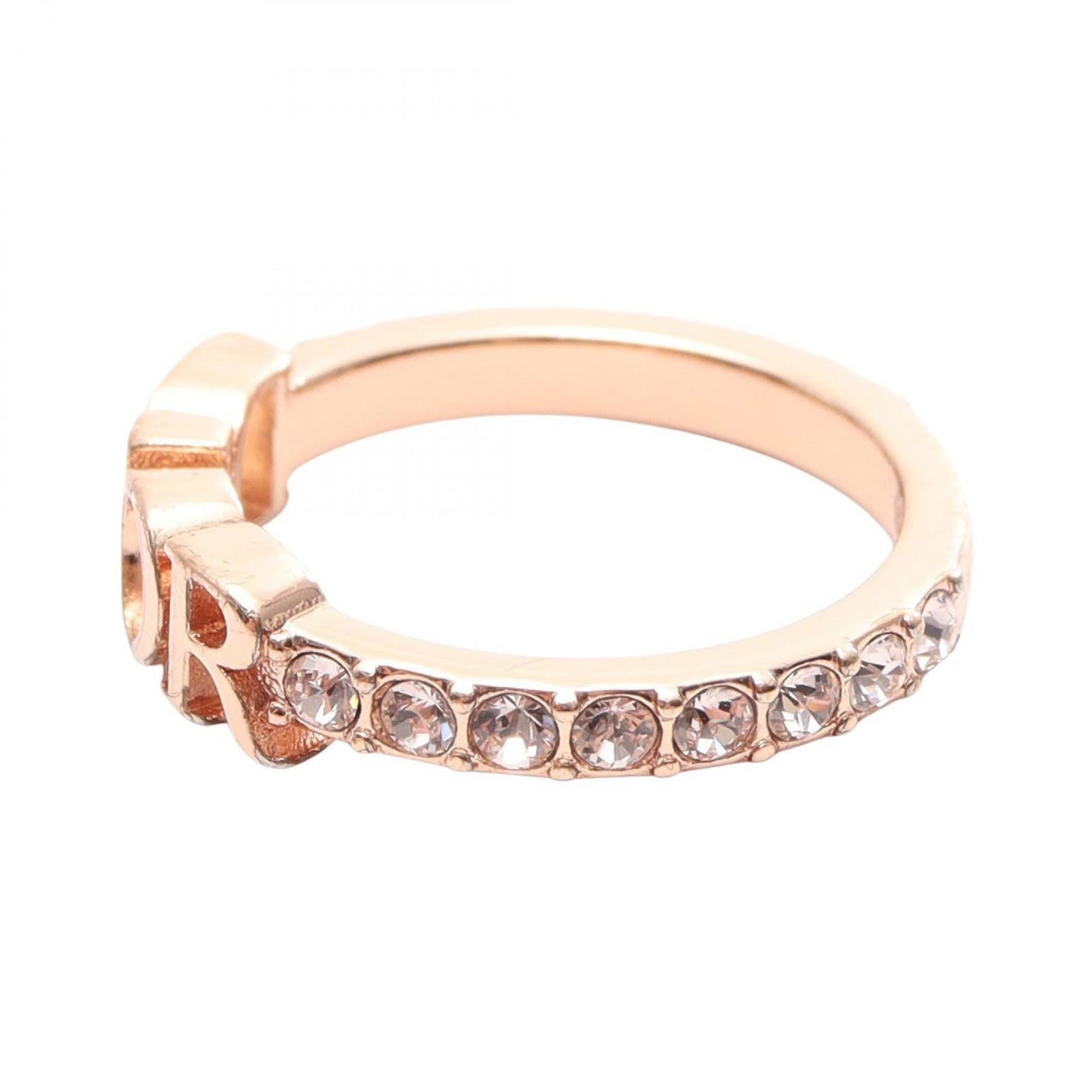 Christian Dior Gold Clear Gold Plating Band Ring ()