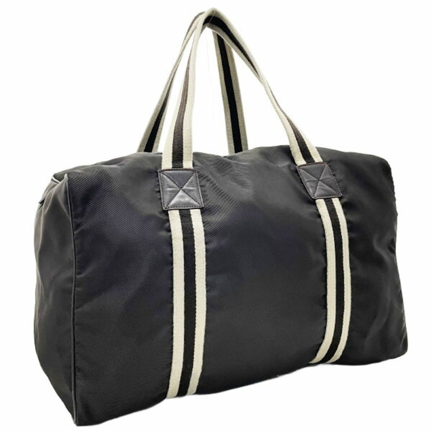 Gucci Beige Dark Brown Nylon Leather Boston Bag ( )