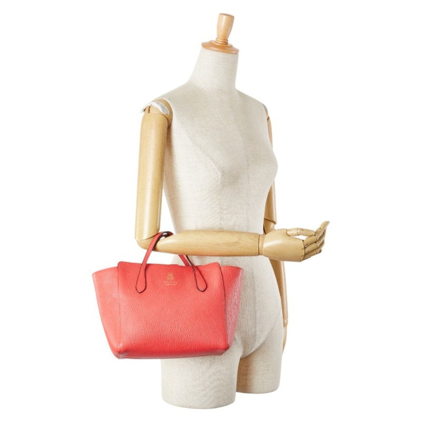 Gucci Pink Red Color Leather Handbag Tote Bag ( )