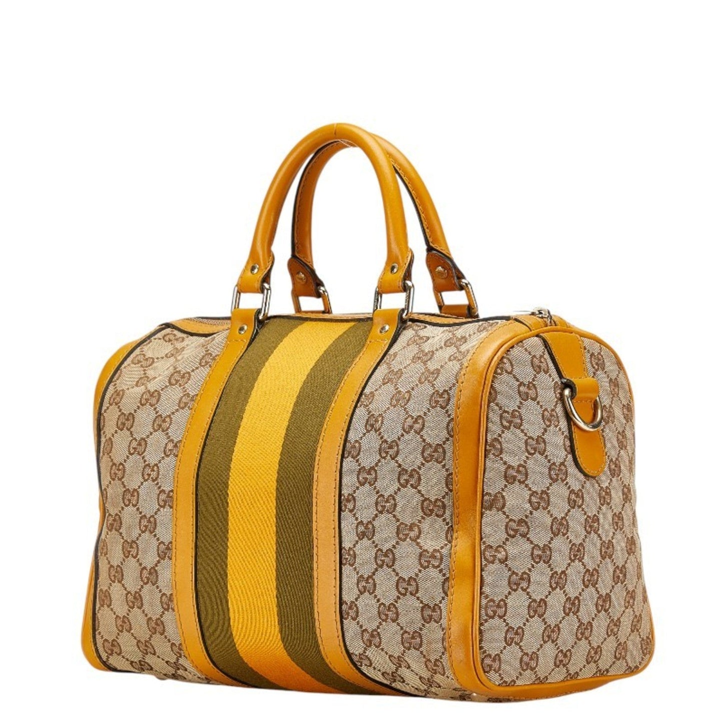 Gucci Beige Yellow Canvas Leather Shoulder Bag ( )