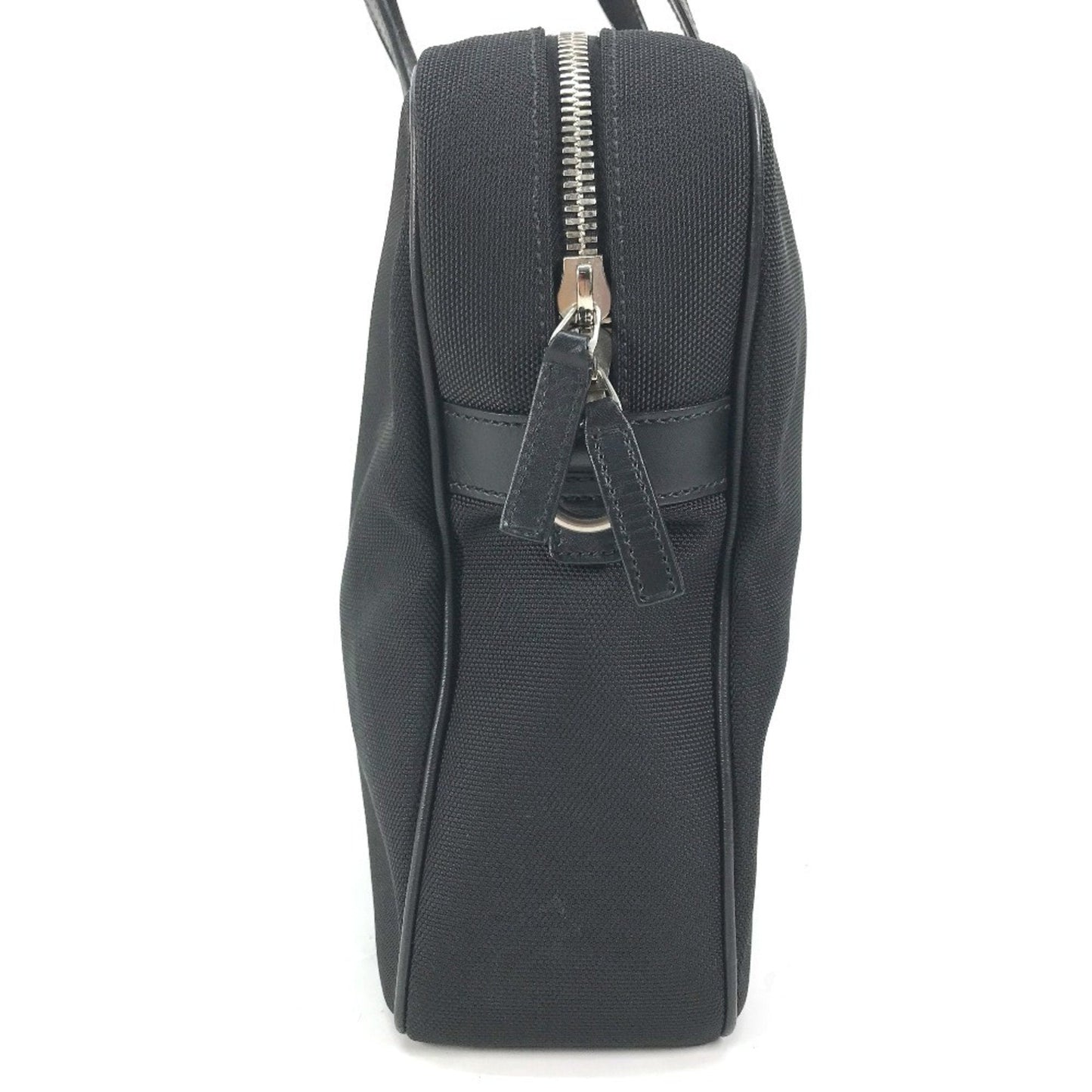 Gucci Black Leather Canvas Handbag Shoulder Bag Tote Bag ( )