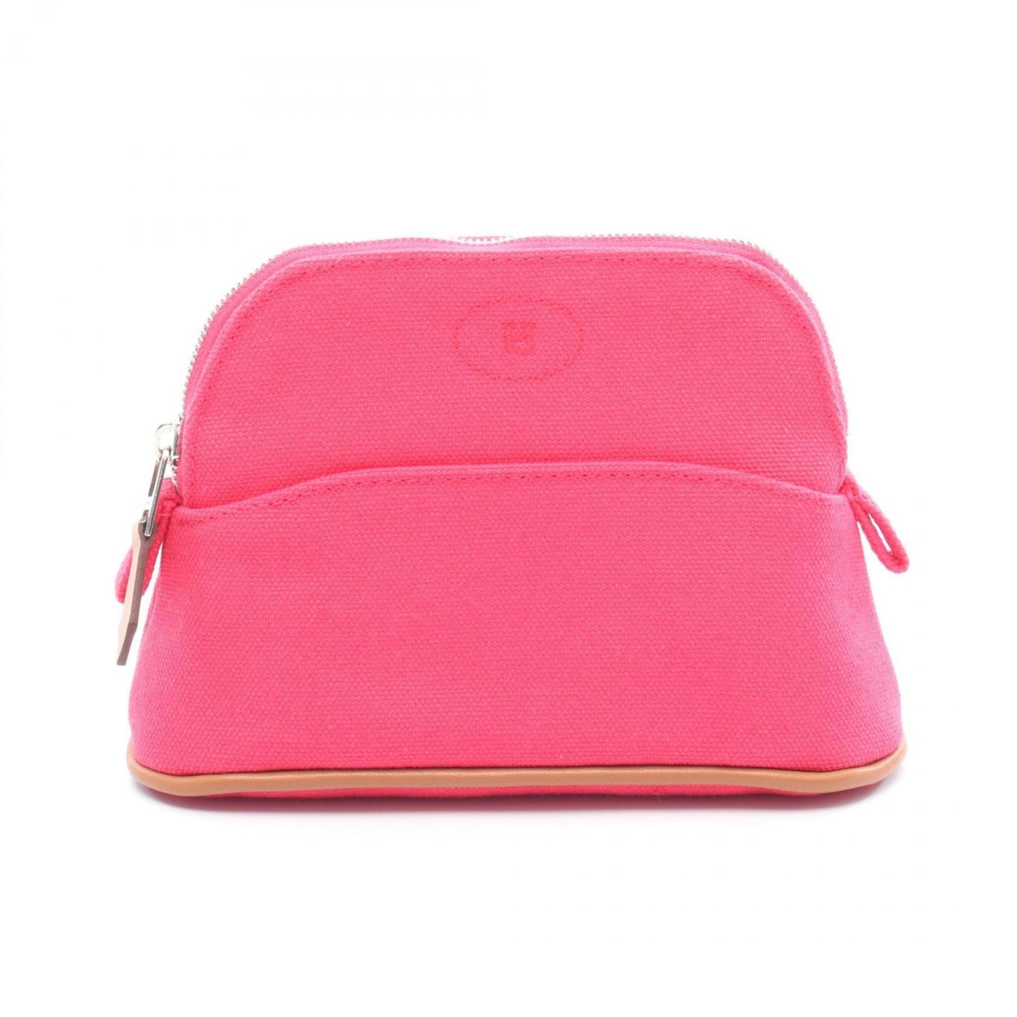 Hermes Brown Pink Canvas Leather Pouch ( )