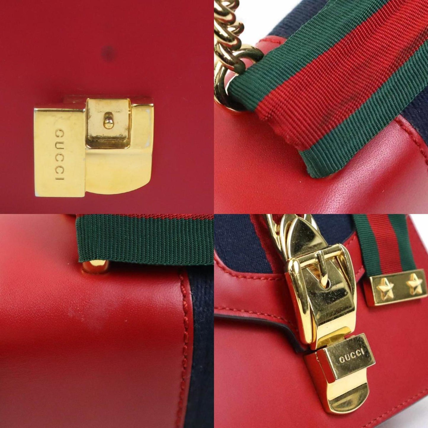 Gucci Red Color Leather Shoulder Bag ( )