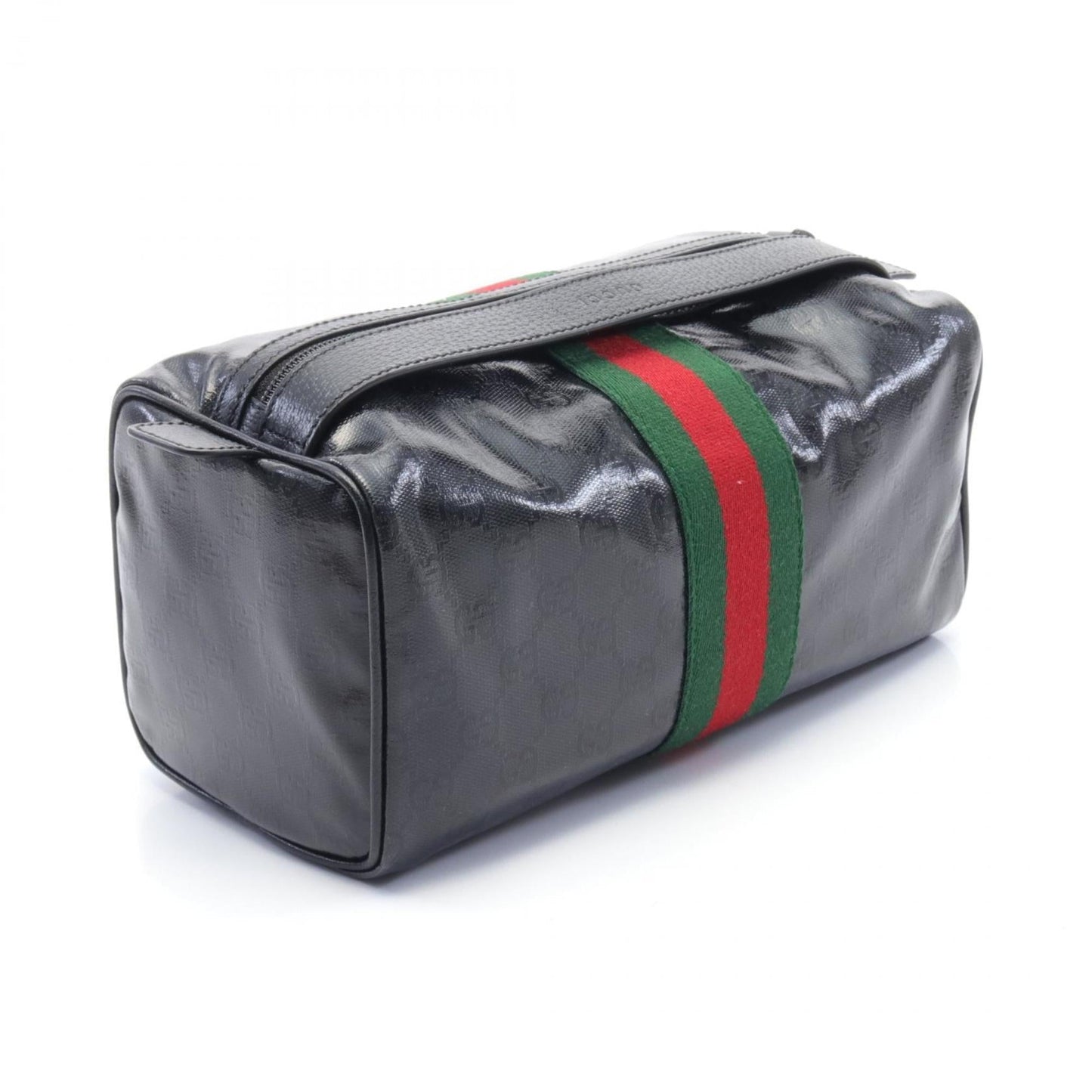 Gucci Black Pvc Coated Canvas Leather Handbag