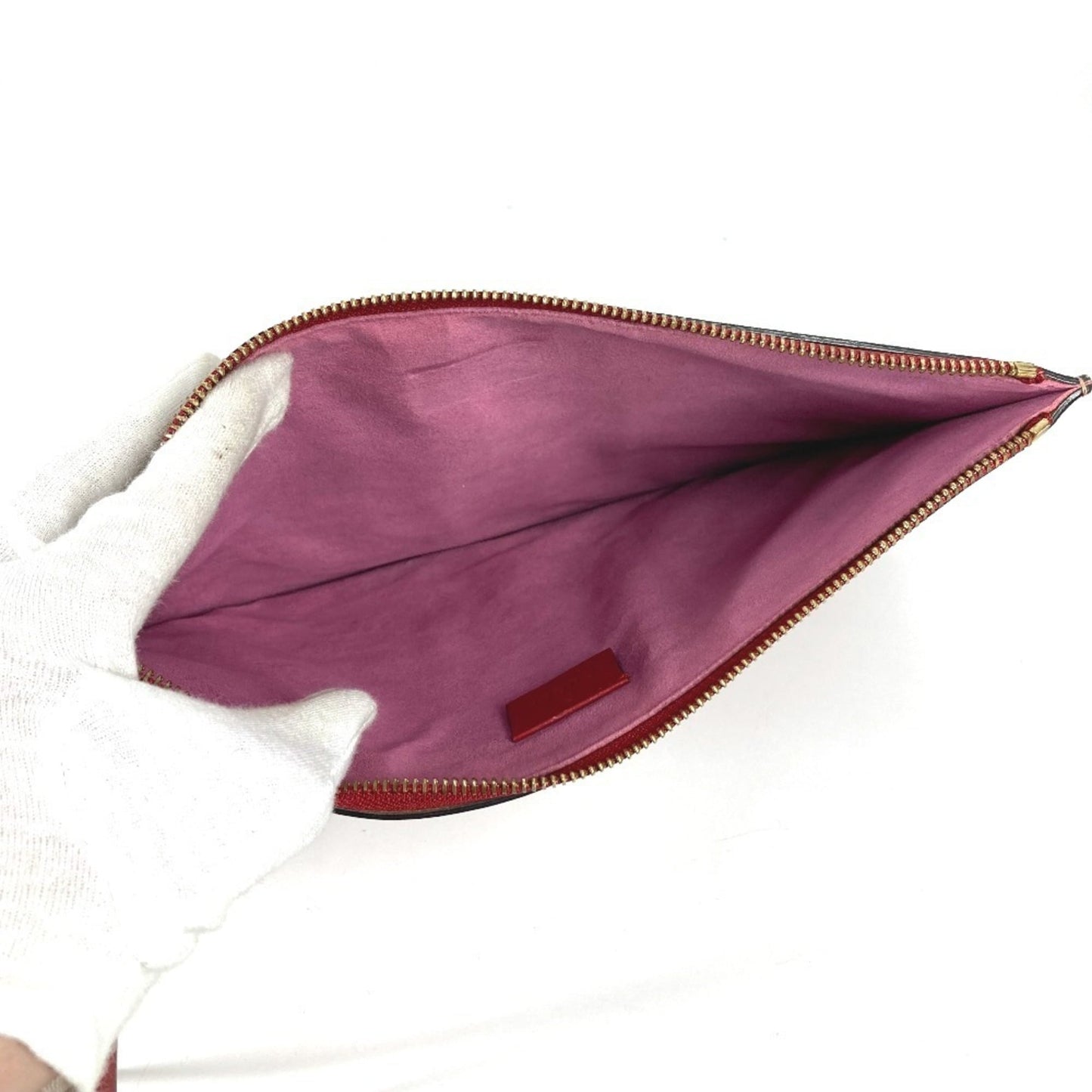 Gucci Beige Red Color Gg Supreme Clutch Bag ( )