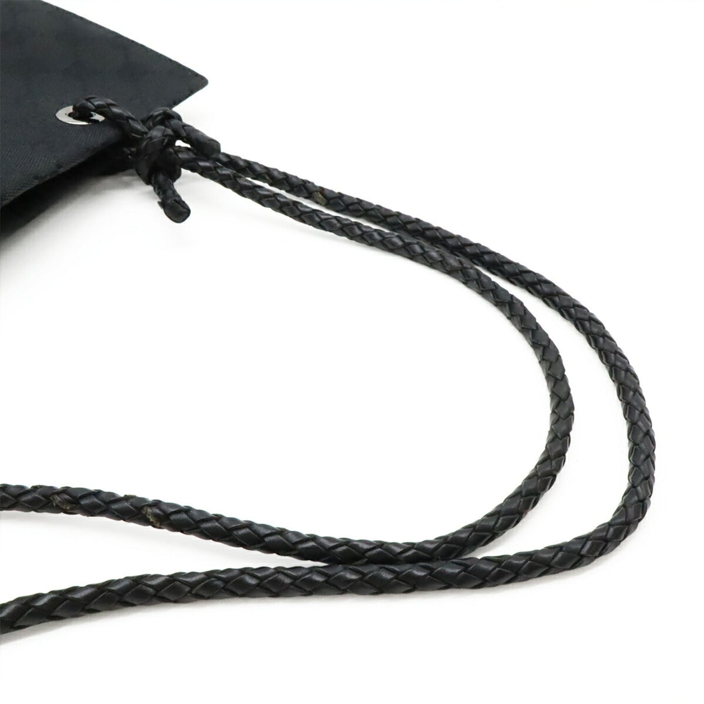 Gucci Black Canvas Leather Shoulder Bag Tote Bag ( )