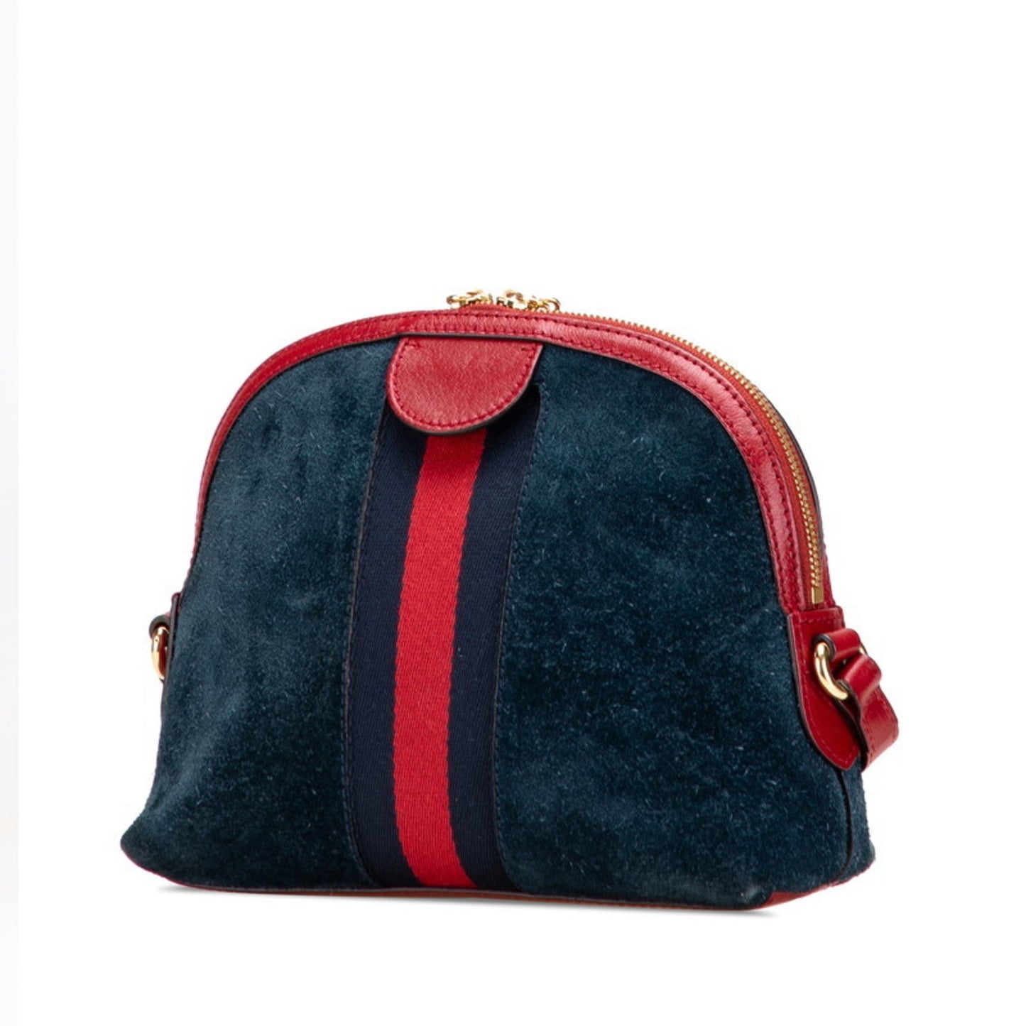 Gucci Blue Red Color Suede Leather Shoulder Bag ( )