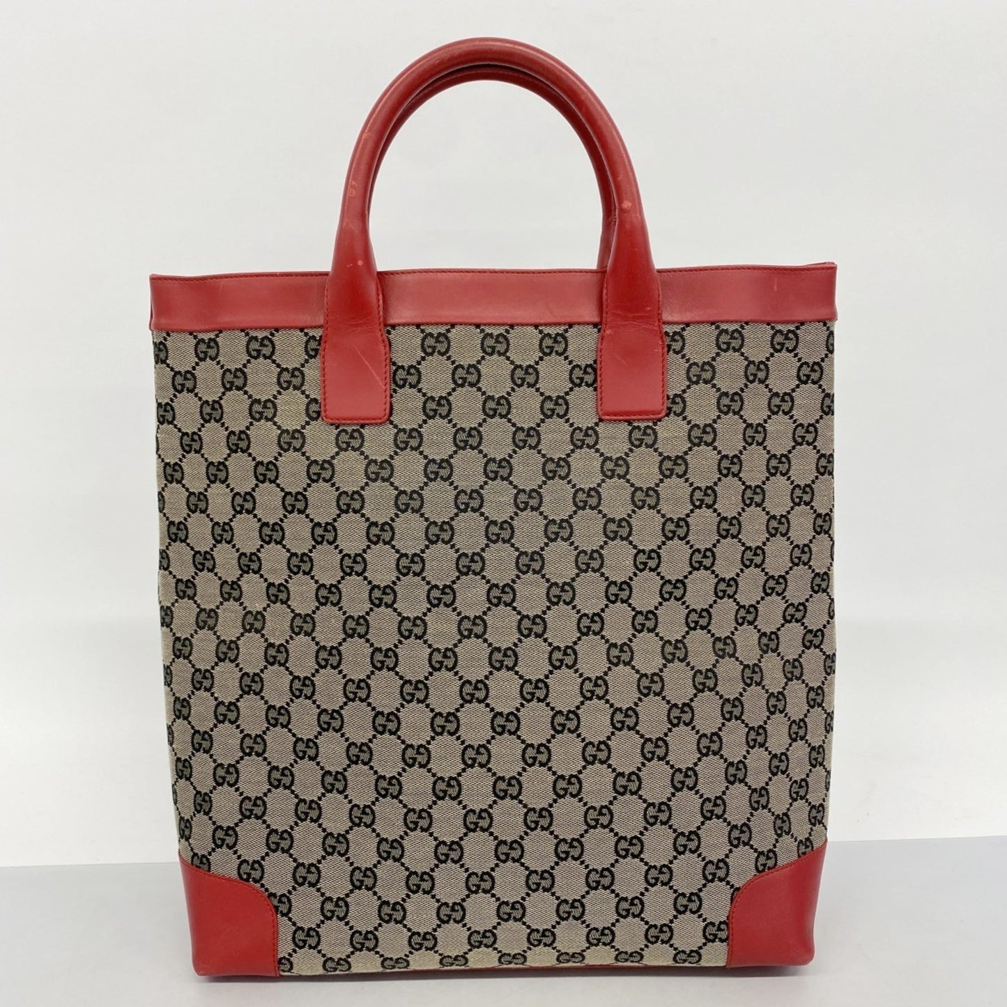 Gucci Beige Black Red Color Canvas Tote Bag ( )
