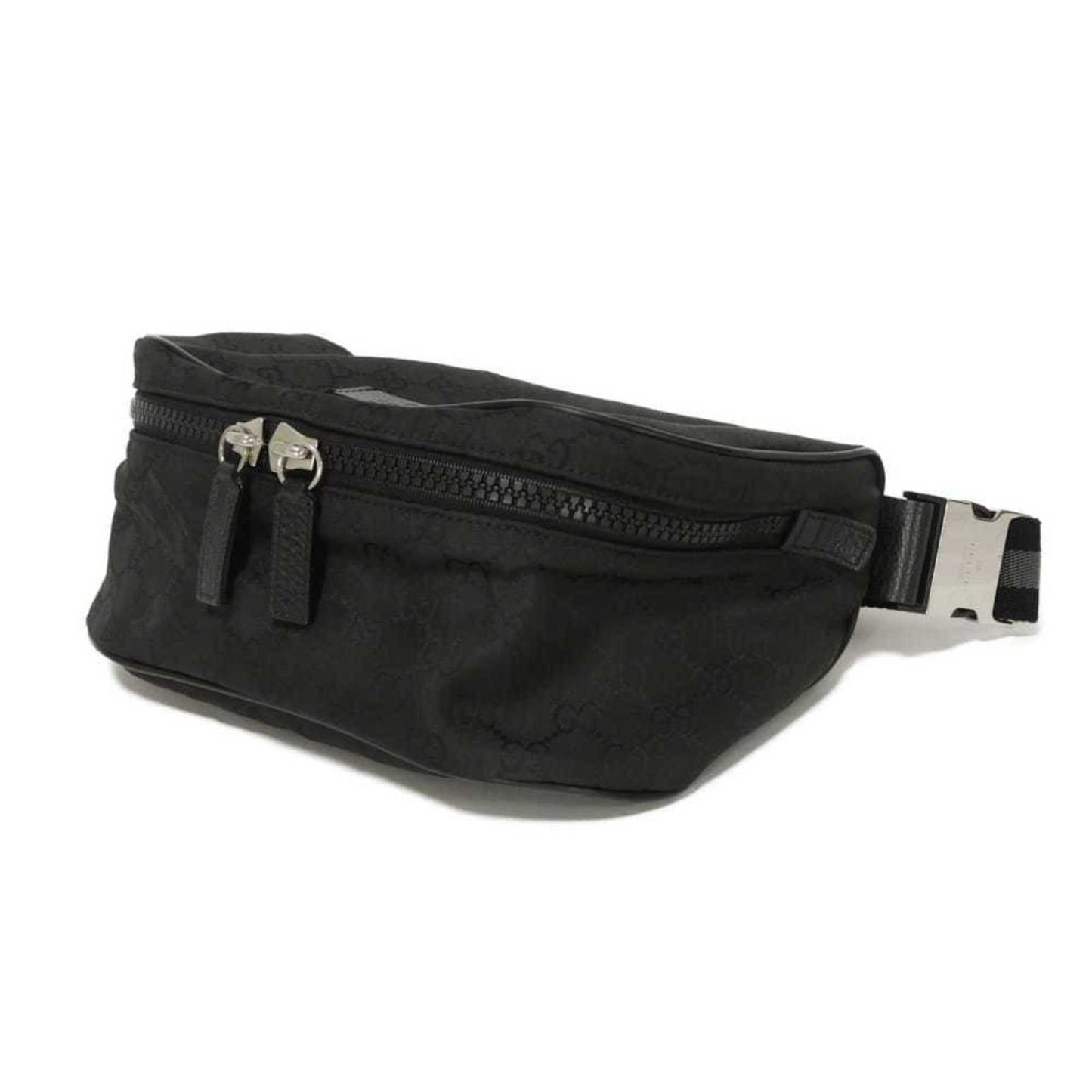 Gucci Black Nylon Canvas Leather Shoulder Bag Sling Bag ( )