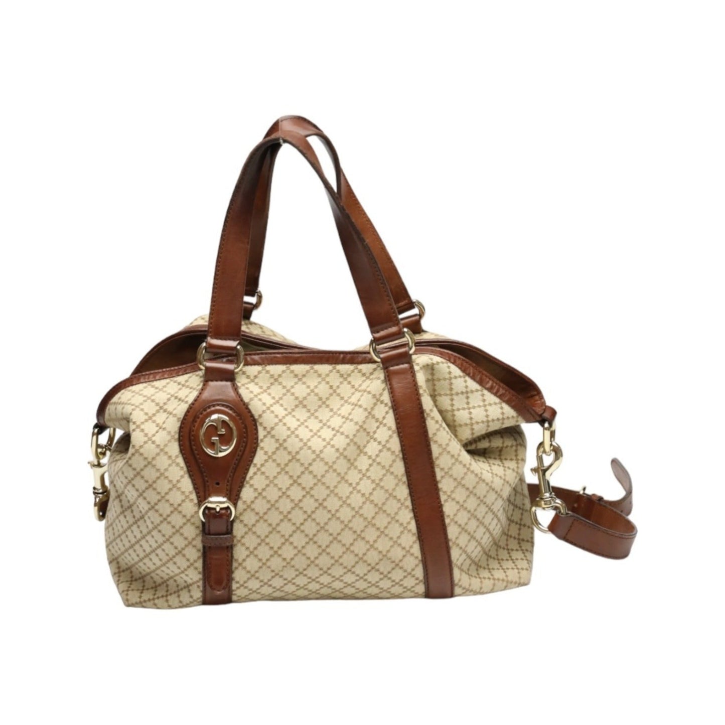 Gucci Brown Canvas Shoulder Bag Tote Bag ( )