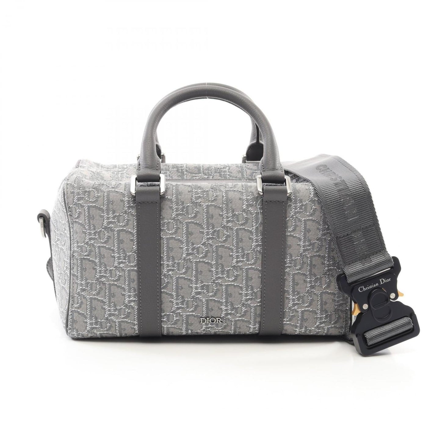 Christian Dior Gray Silver Canvas Leather Handbag ()