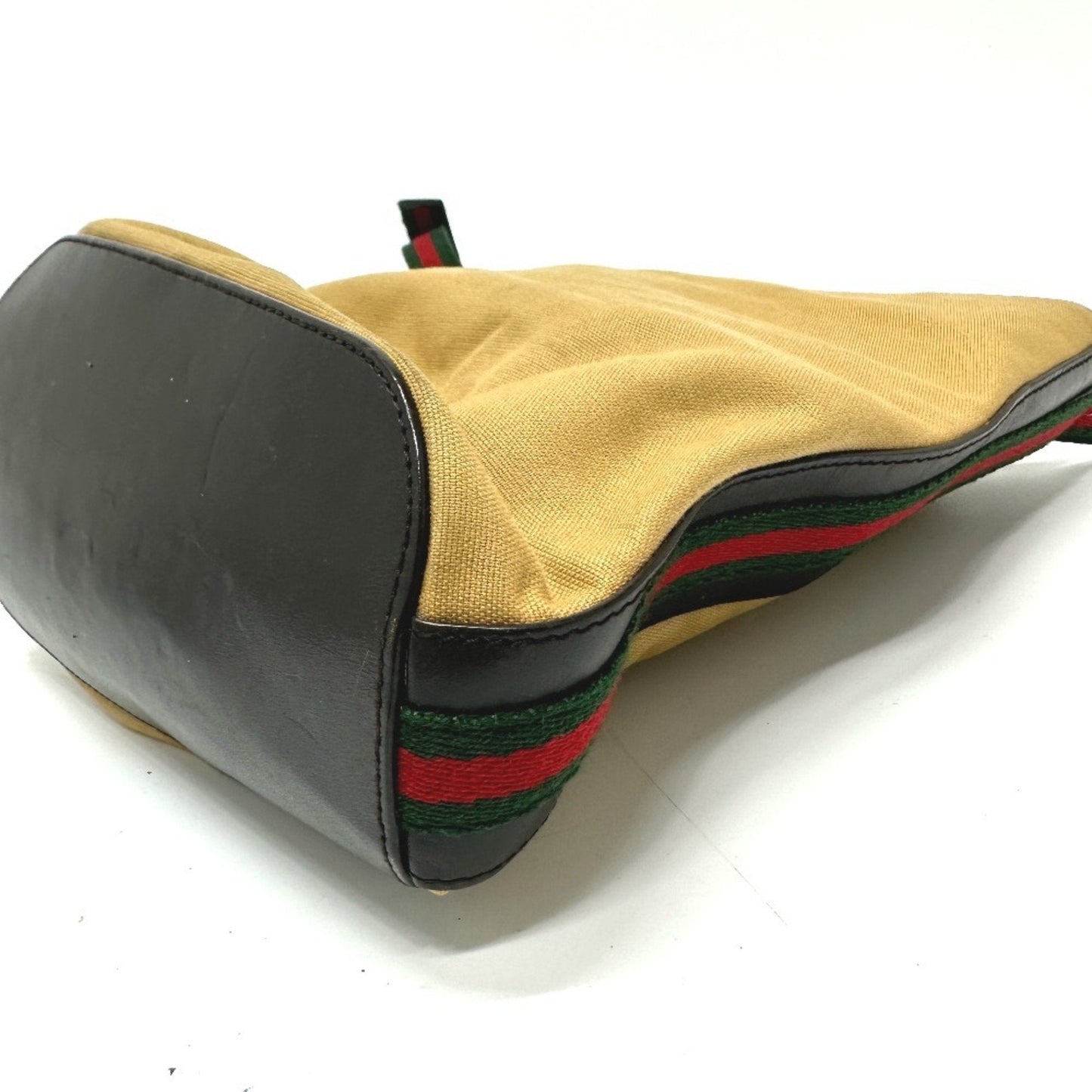 Gucci Beige Leather Canvas Shoulder Bag ( )