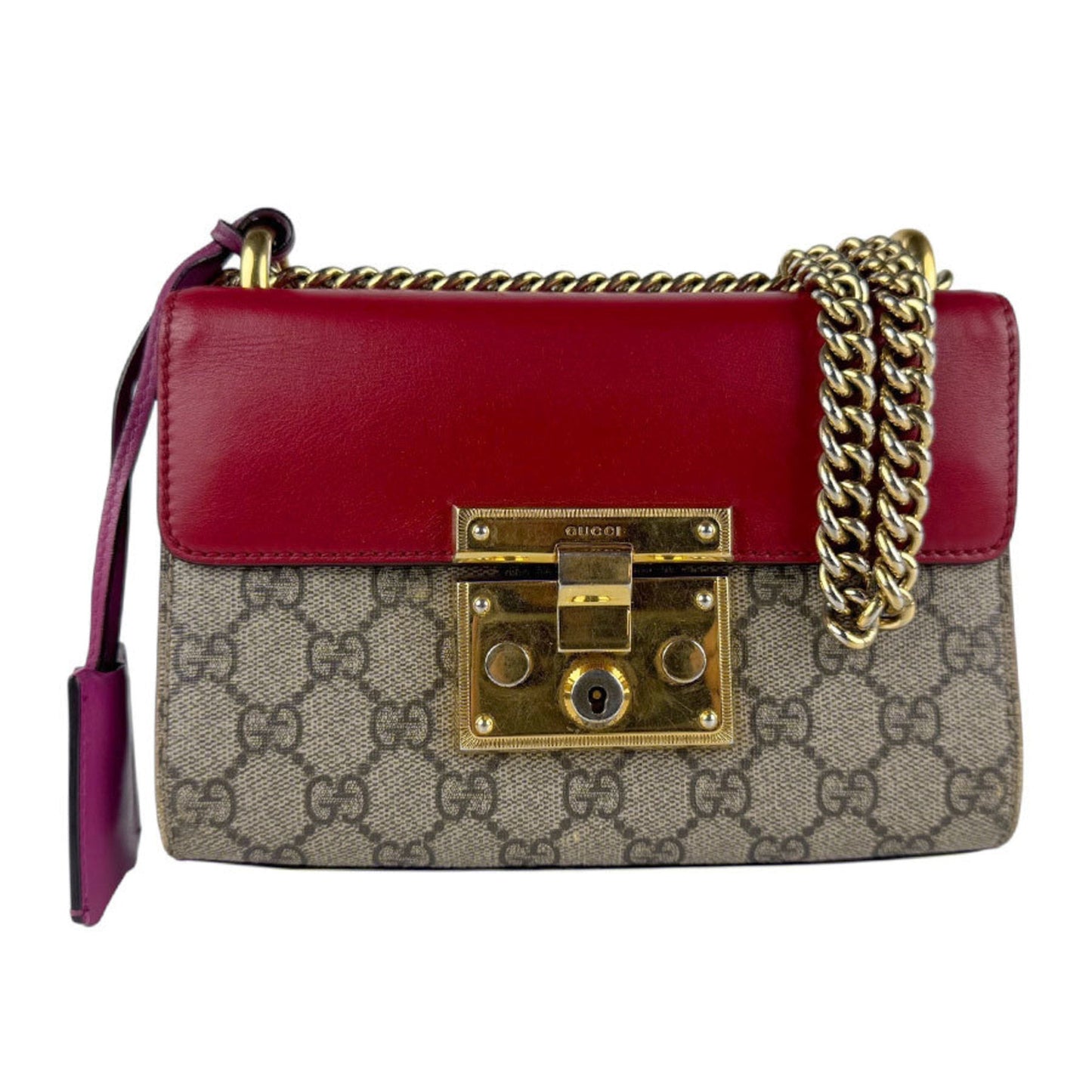 Gucci Brown Red Color Gg Supreme Leather Shoulder Bag ( )