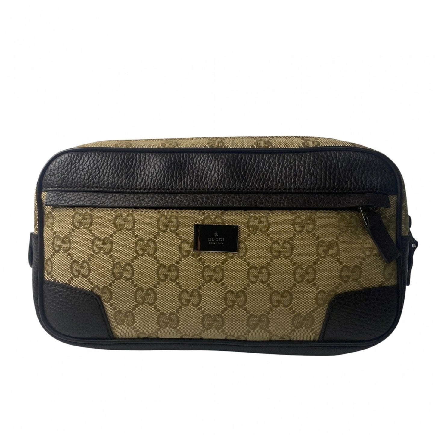 Gucci Brown Canvas Leather Pouch Sling Bag ( )