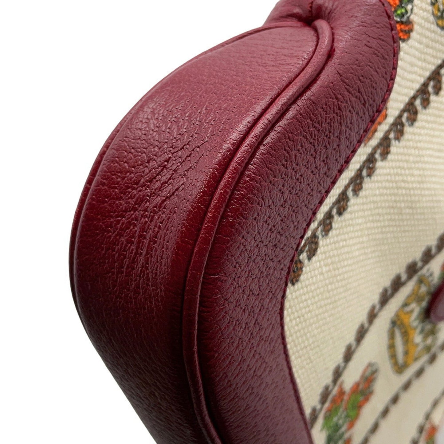 Gucci Ivory Red Color Canvas Leather Handbag Shoulder Bag ( )