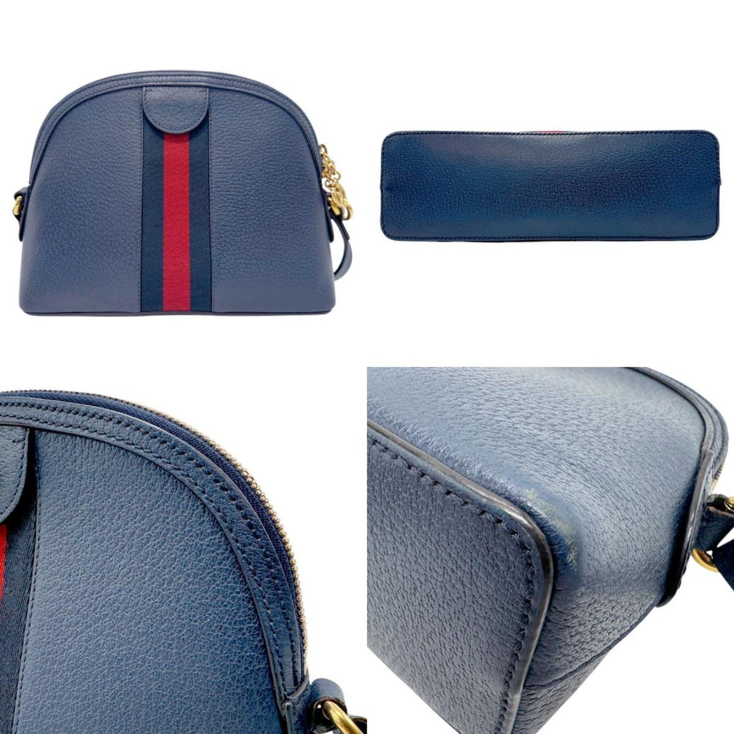 Gucci Navy Red Color Leather Shoulder Bag