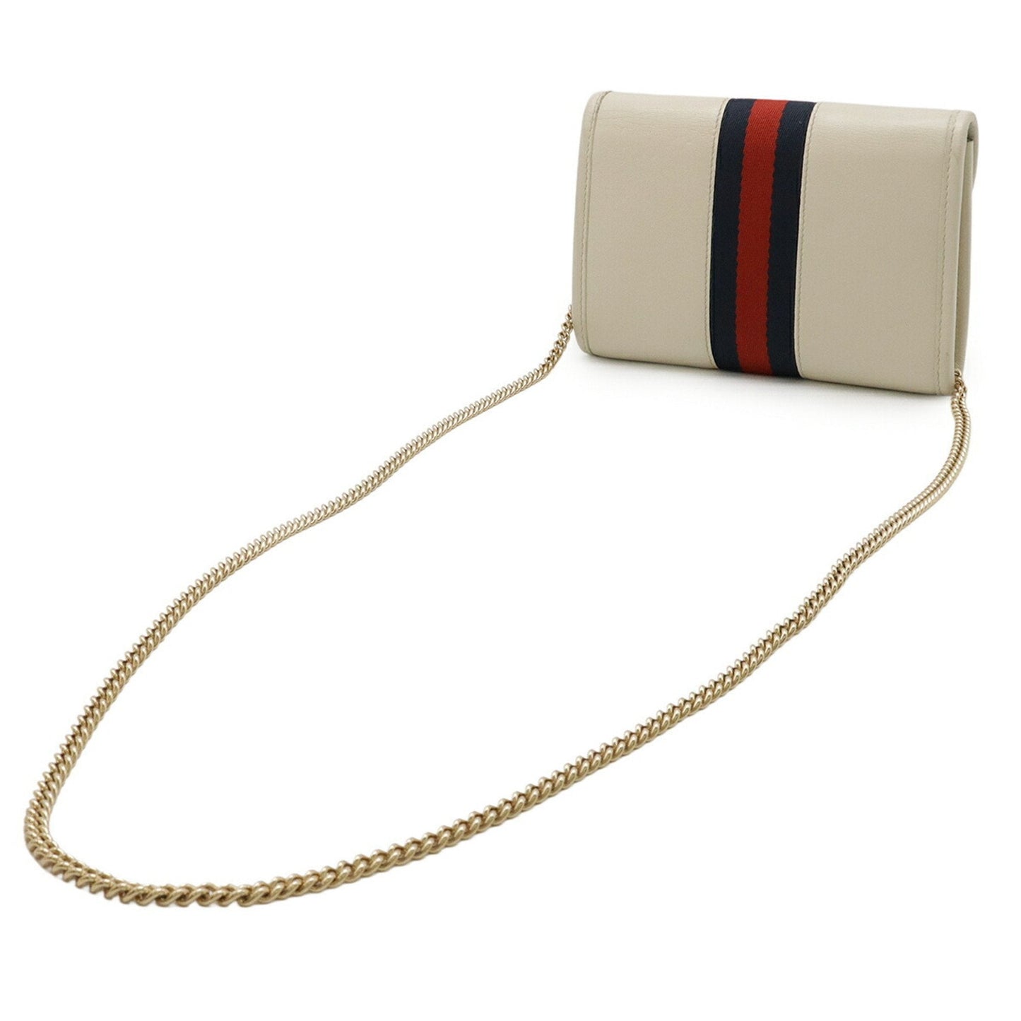 Gucci Ivory Navy Red Color Leather Clutch Bag Shoulder Bag ( )