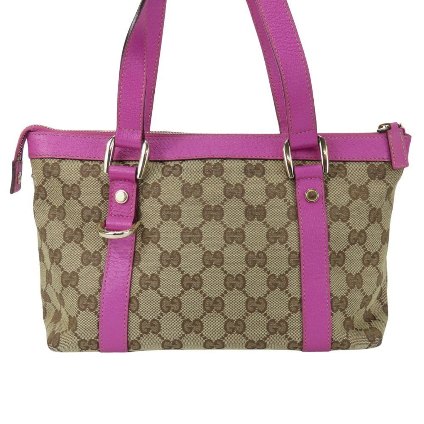 Gucci Gg Canvas Beige Purple Gg Canvas Leather Handbag ( )