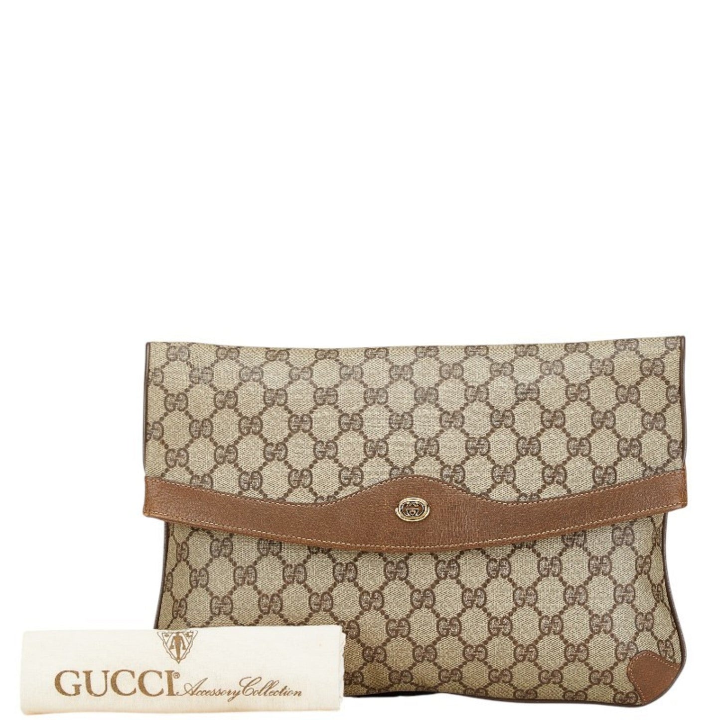 Gucci Beige Brown Pvc Leather Clutch Bag ( )