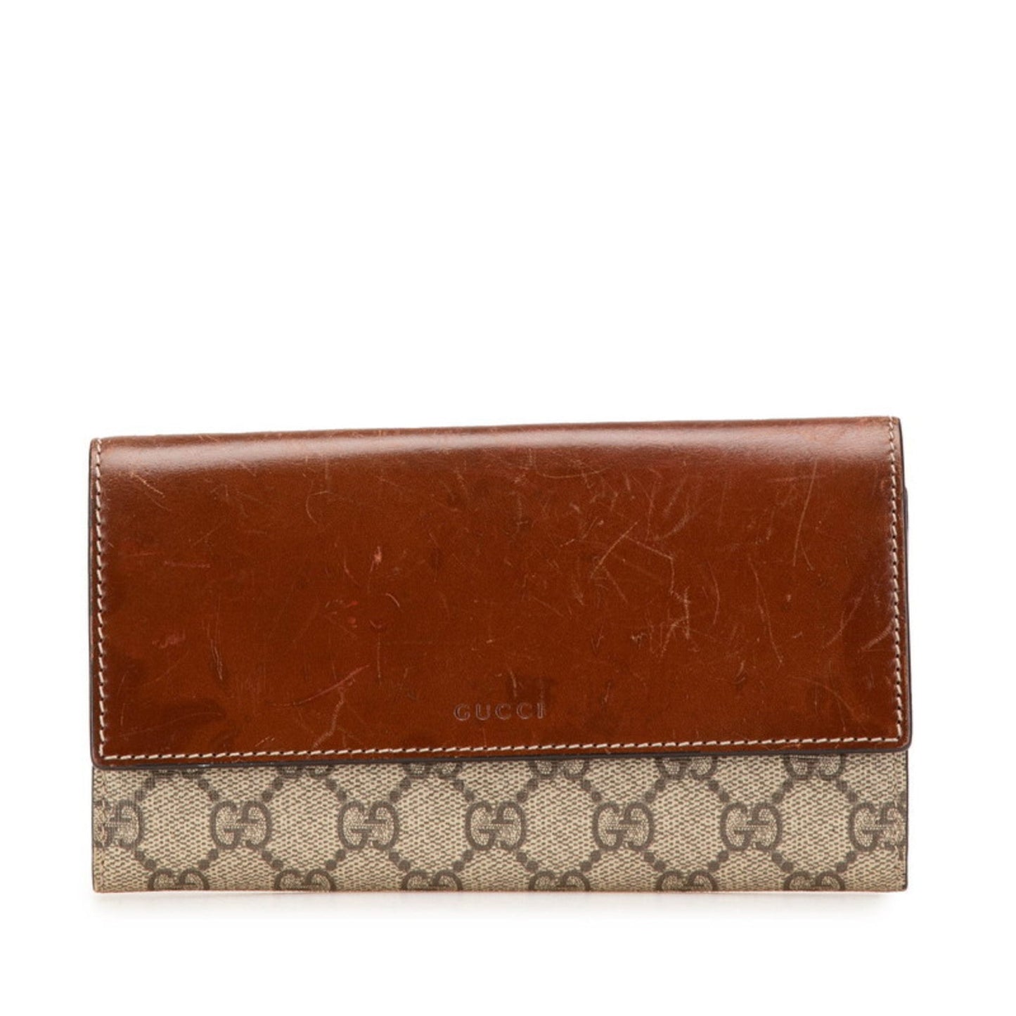 Gucci Beige Brown Pvc Leather Long Wallet (Bi-Fold) ( )